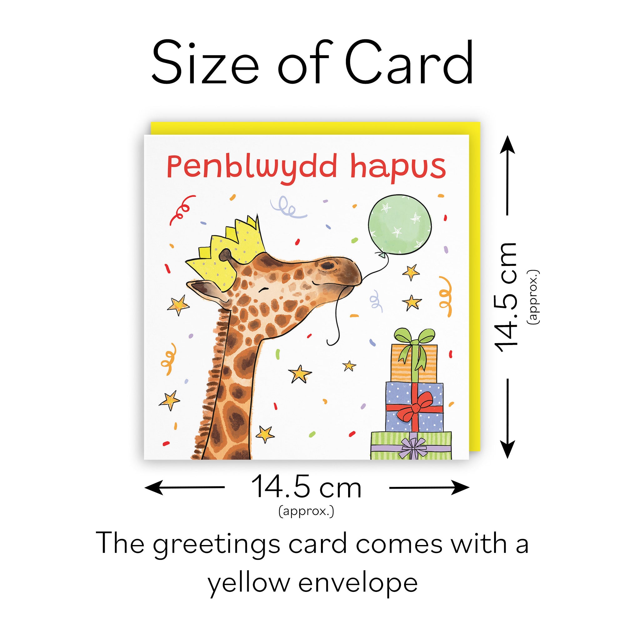 Welsh Language Birthday Card Happy Giraffe Animal Party - Default Title (RM01430)
