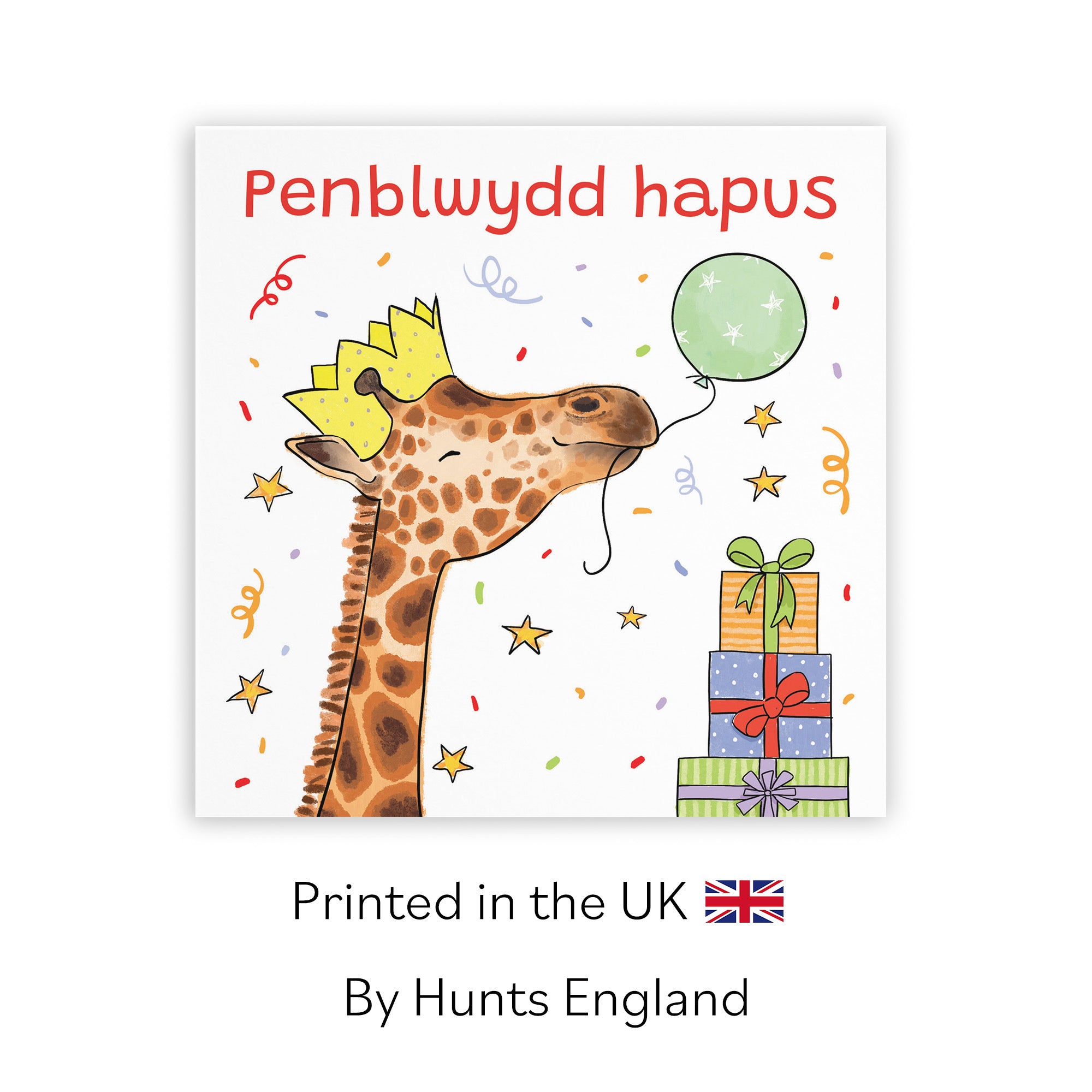 Welsh Language Birthday Card Happy Giraffe Animal Party - Default Title (RM01430)