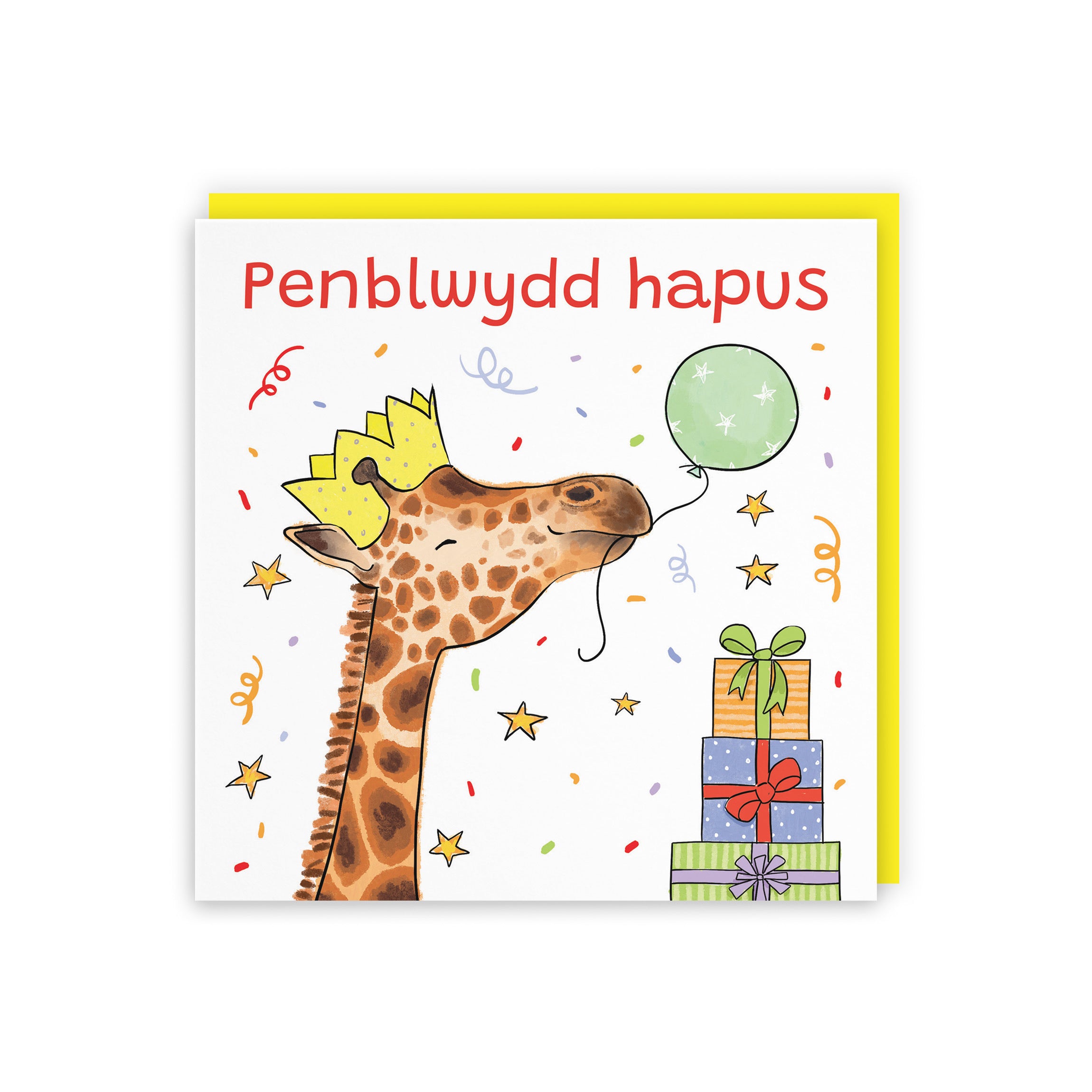 Welsh Language Birthday Card Happy Giraffe Animal Party - Default Title (RM01430)