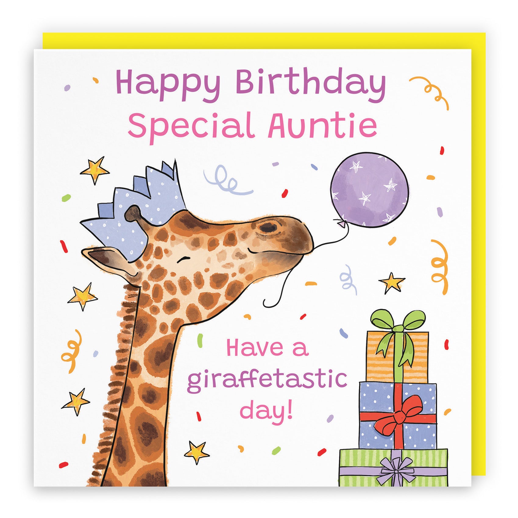Auntie Birthday Card Happy Giraffe Animal Party - Default Title (RM01431)