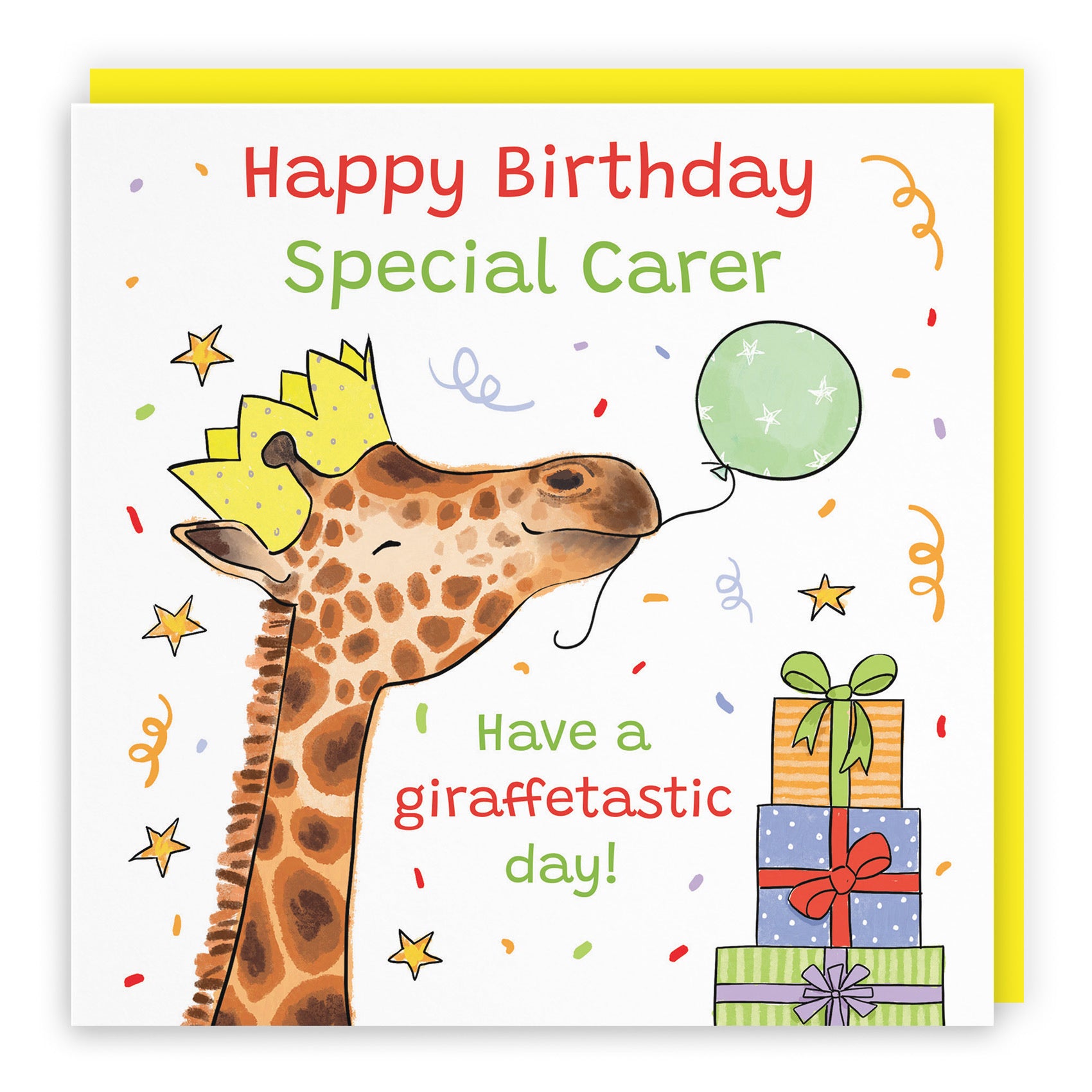 Carer Birthday Card Happy Giraffe Animal Party - Default Title (RM01433)