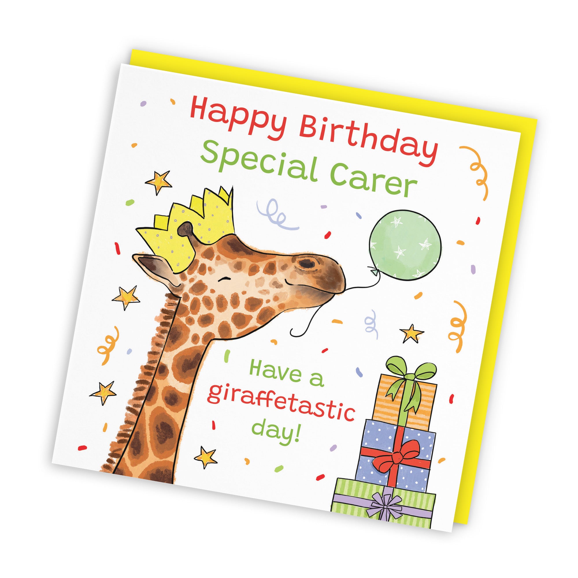 Carer Birthday Card Happy Giraffe Animal Party - Default Title (RM01433)