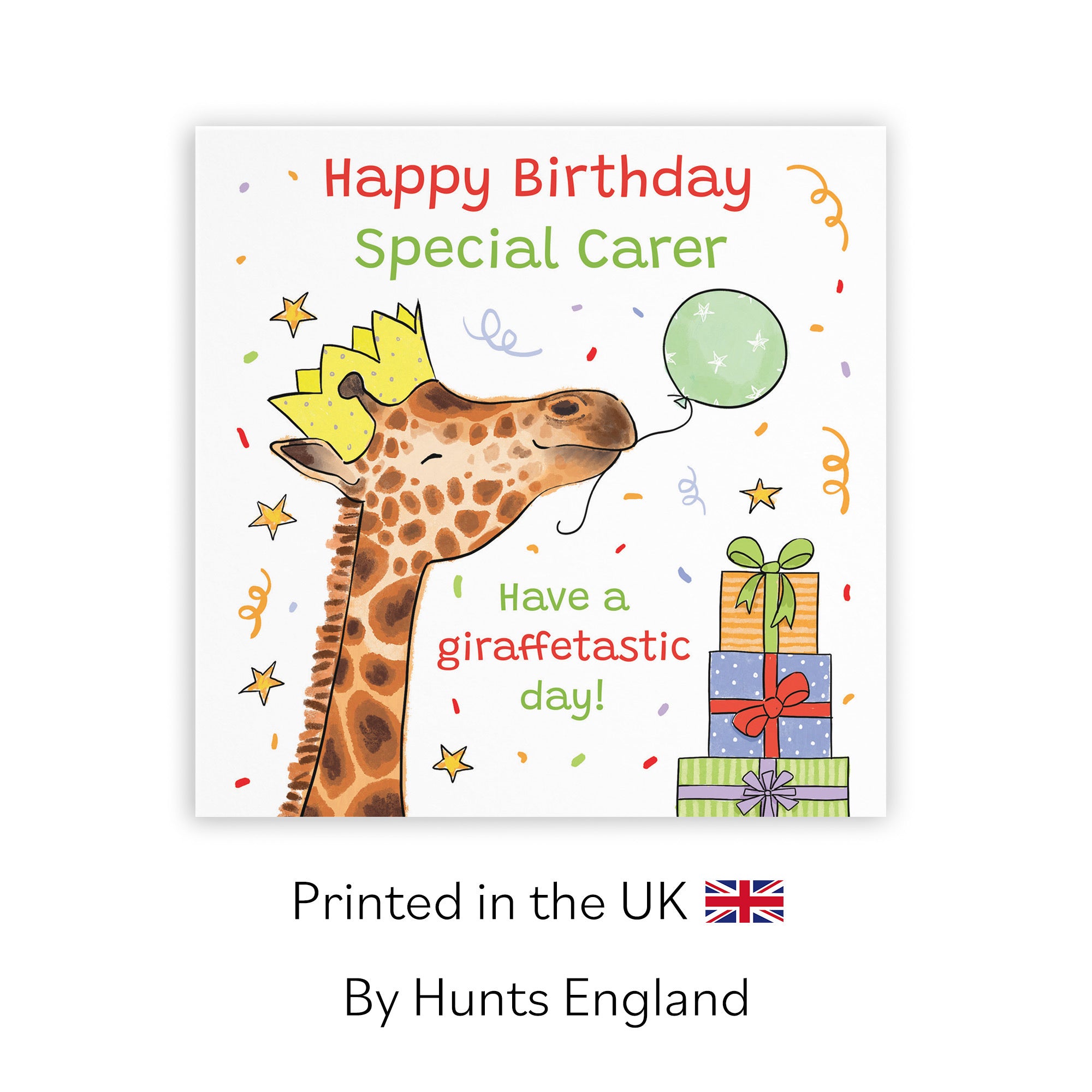 Carer Birthday Card Happy Giraffe Animal Party - Default Title (RM01433)