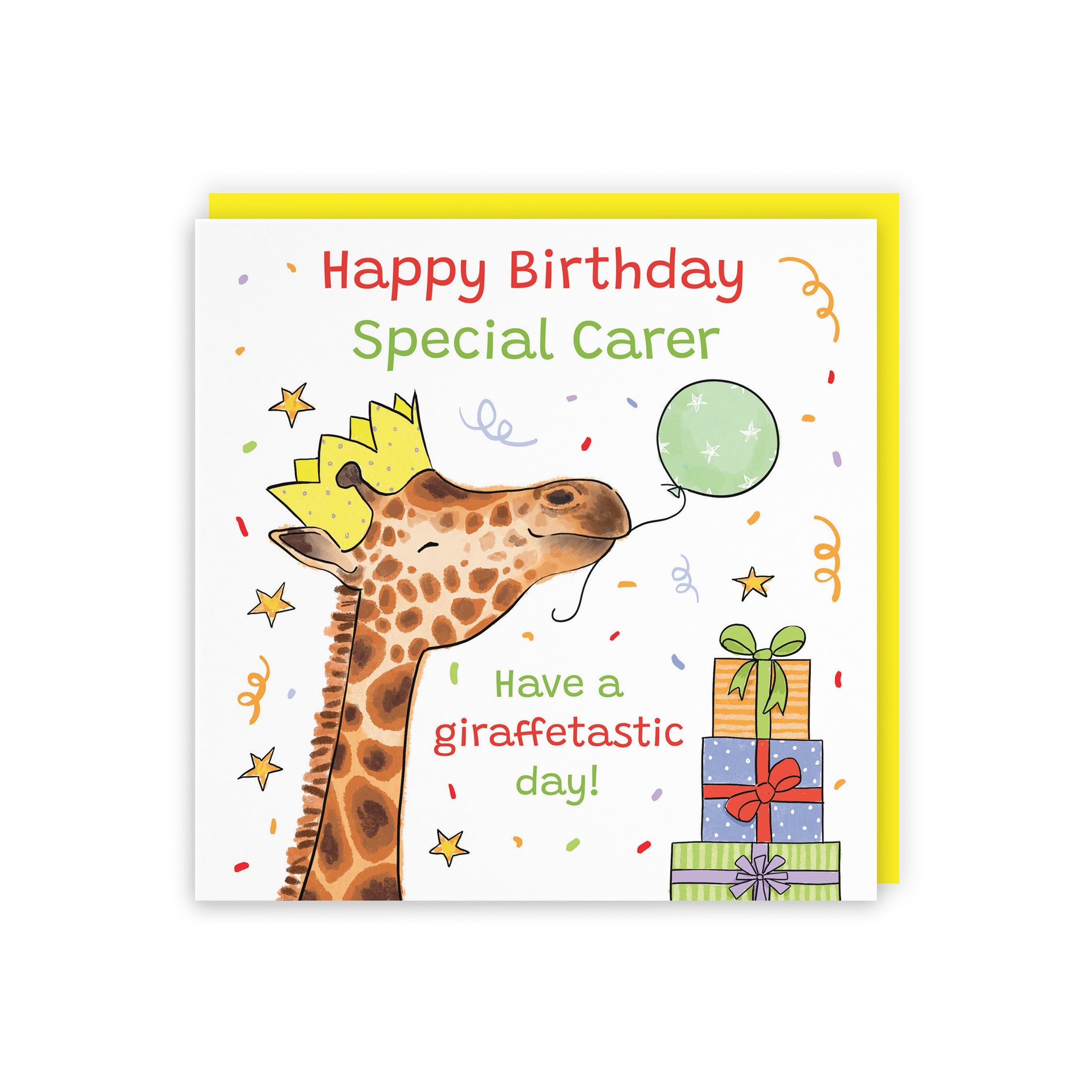 Carer Birthday Card Happy Giraffe Animal Party - Default Title (RM01433)