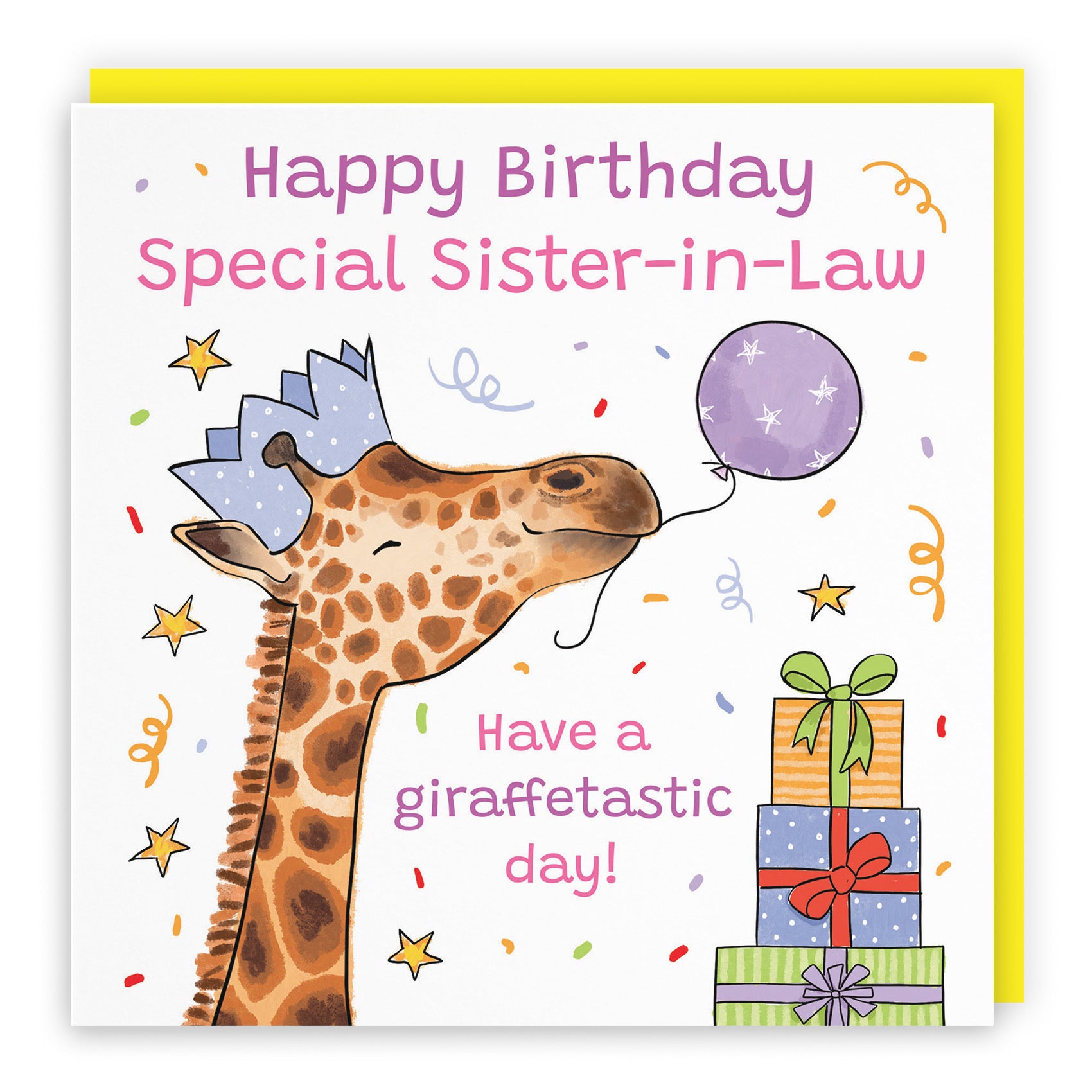 Sister-in-Law Birthday Card Happy Giraffe Animal Party - Default Title (RM01467)