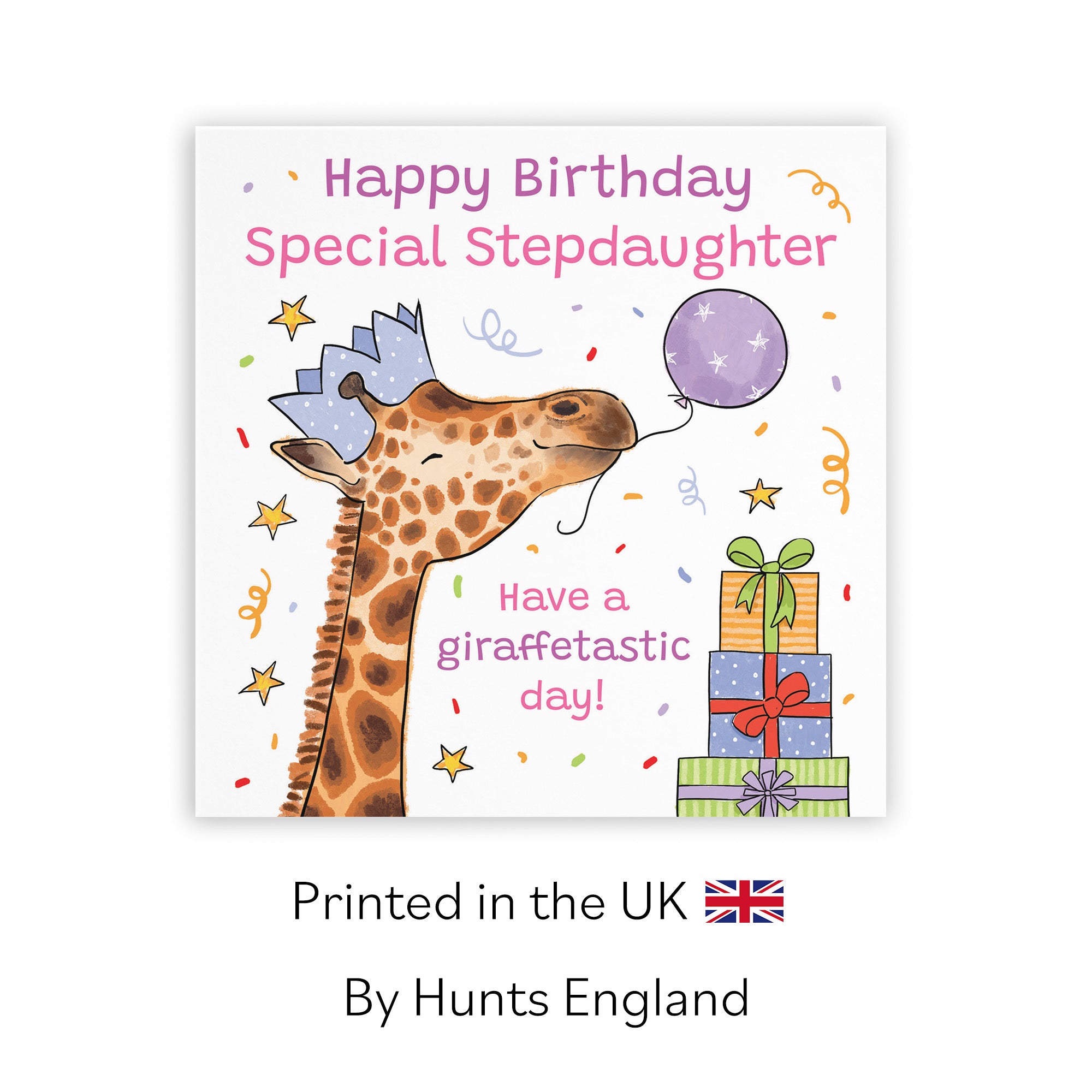 Stepdaughter Birthday Card Happy Giraffe Animal Party - Default Title (RM01470)