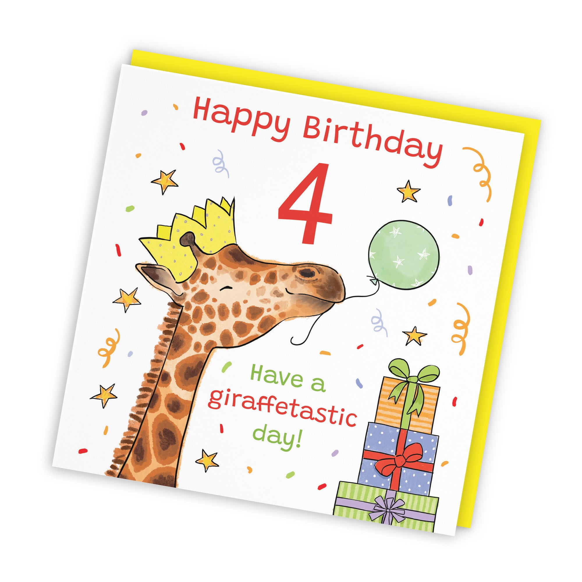 4th Birthday Card Happy Giraffe Animal Party - Default Title (RM01475)