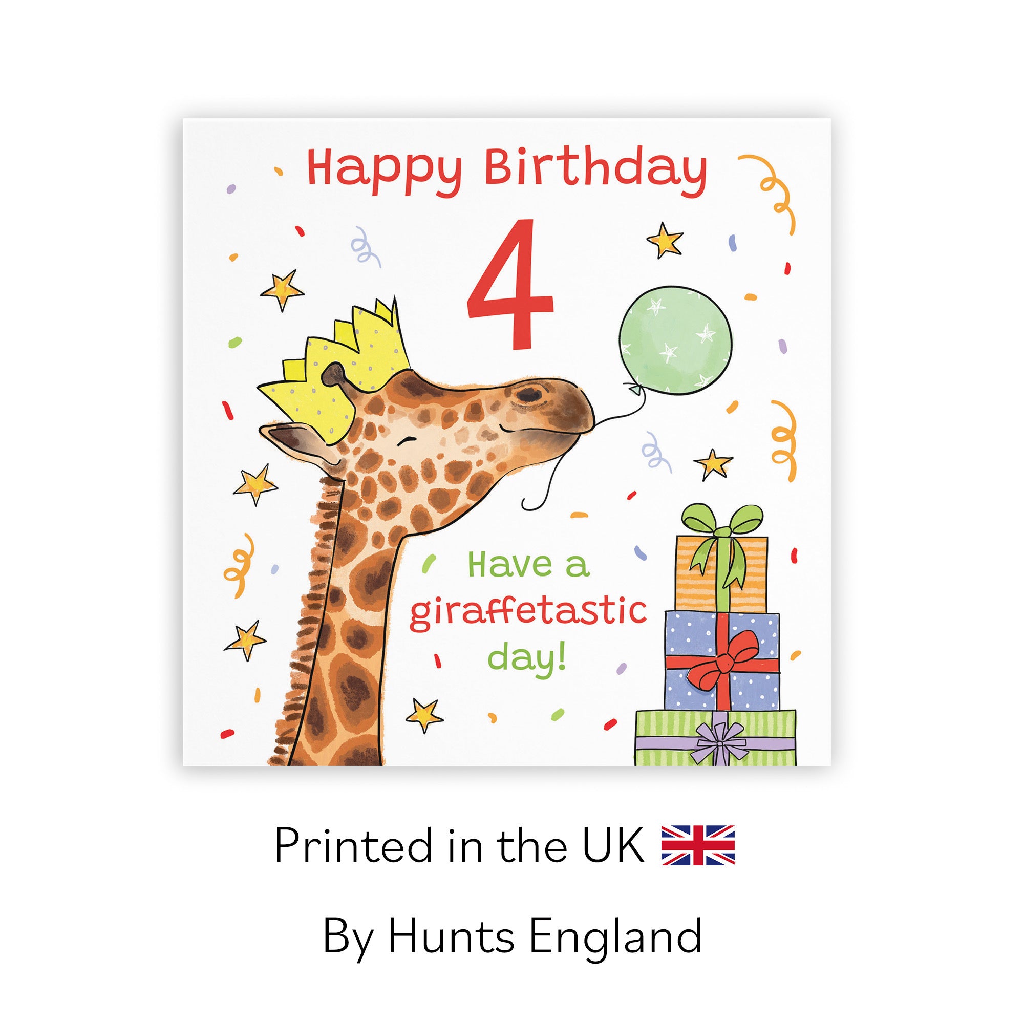 4th Birthday Card Happy Giraffe Animal Party - Default Title (RM01475)