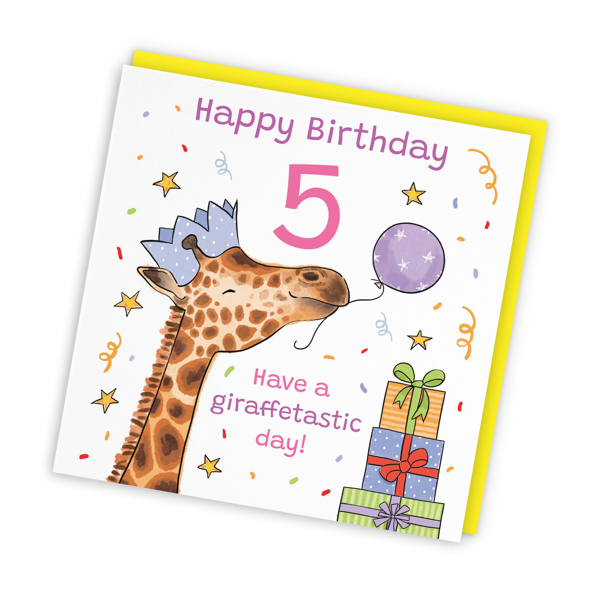 Girls 5th Birthday Card Happy Giraffe Animal Party - Default Title (RM01477)