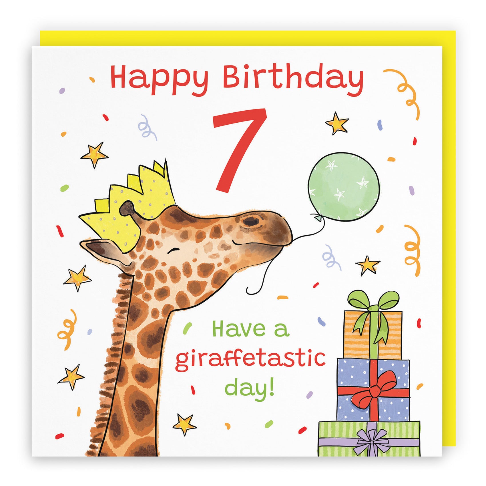 7th Birthday Card Happy Giraffe Animal Party - Default Title (RM01479)