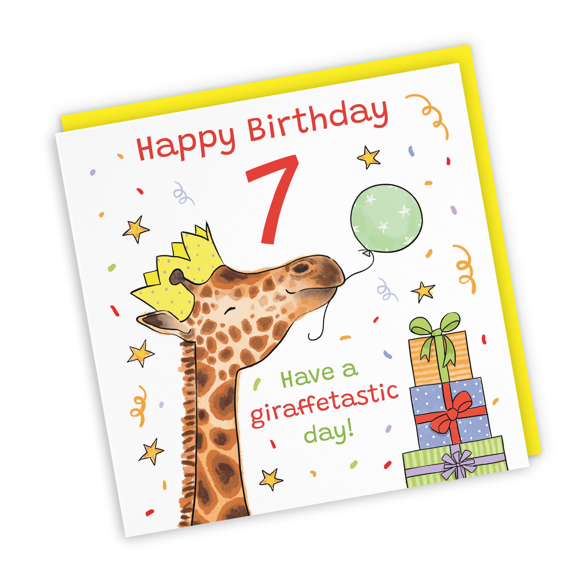 7th Birthday Card Happy Giraffe Animal Party - Default Title (RM01479)