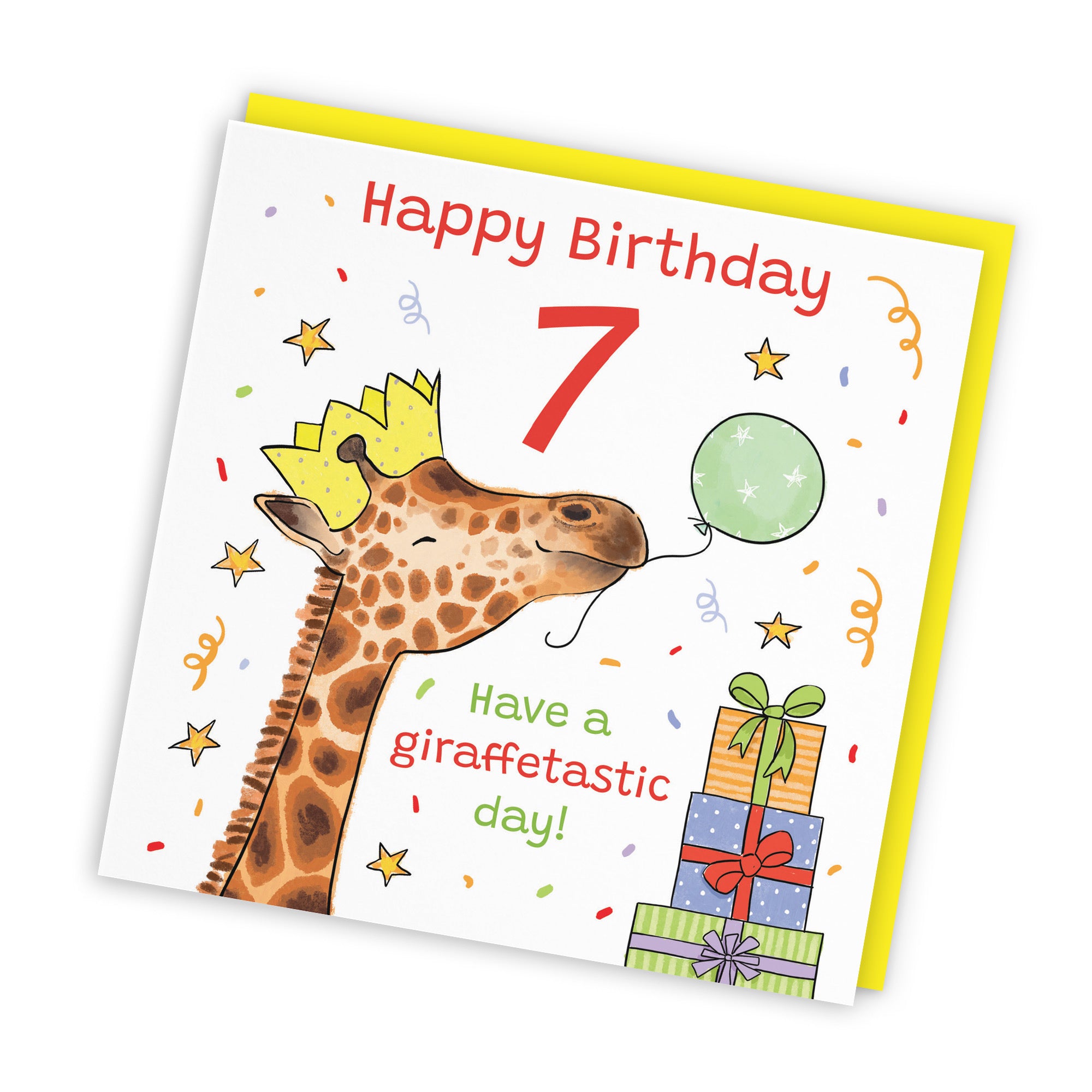 7th Birthday Card Happy Giraffe Animal Party - Default Title (RM01479)