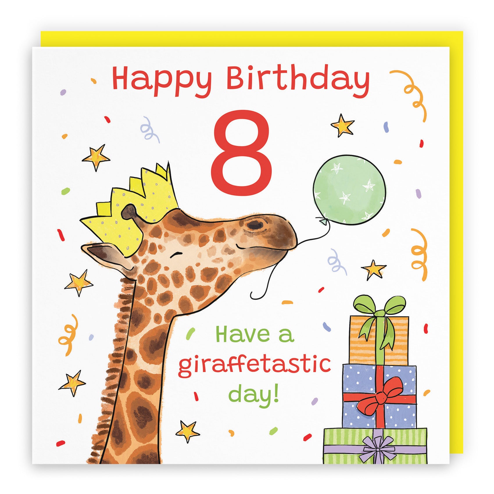 8th Birthday Card Happy Giraffe Animal Party - Default Title (RM01480)