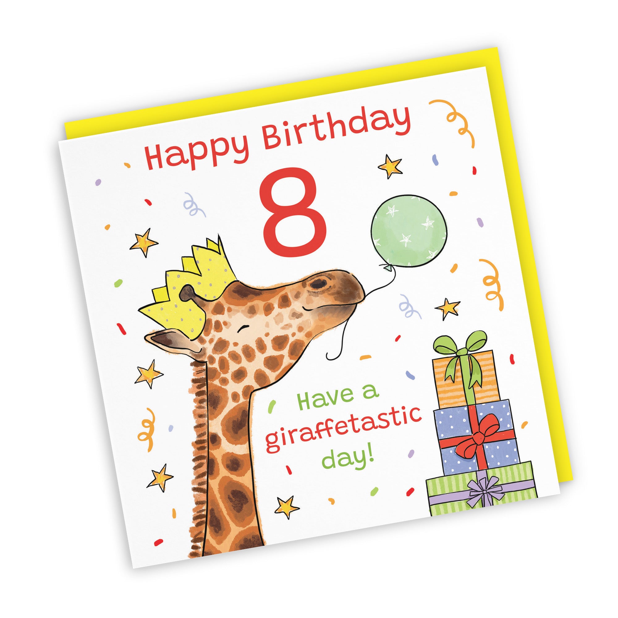 8th Birthday Card Happy Giraffe Animal Party - Default Title (RM01480)