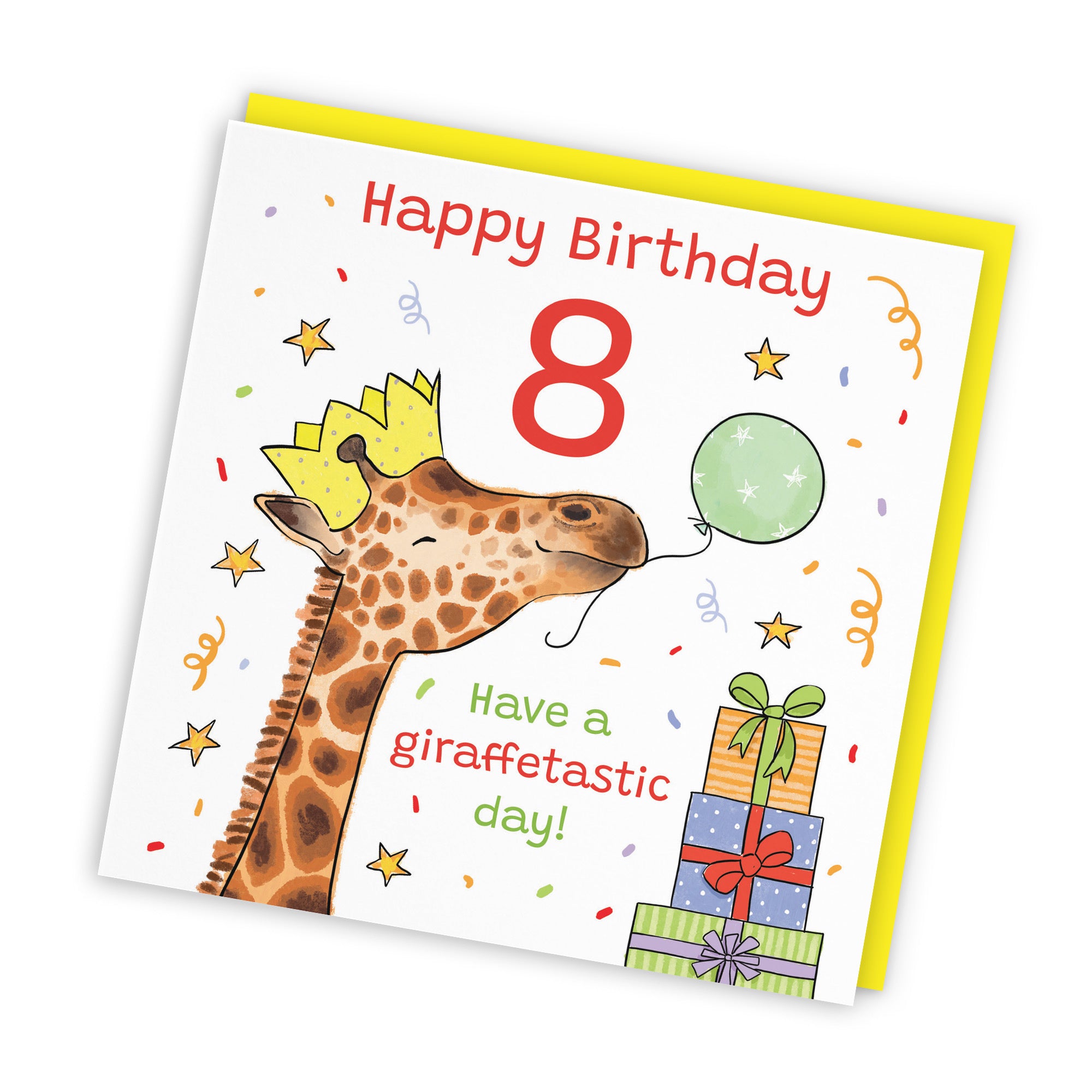 8th Birthday Card Happy Giraffe Animal Party - Default Title (RM01480)