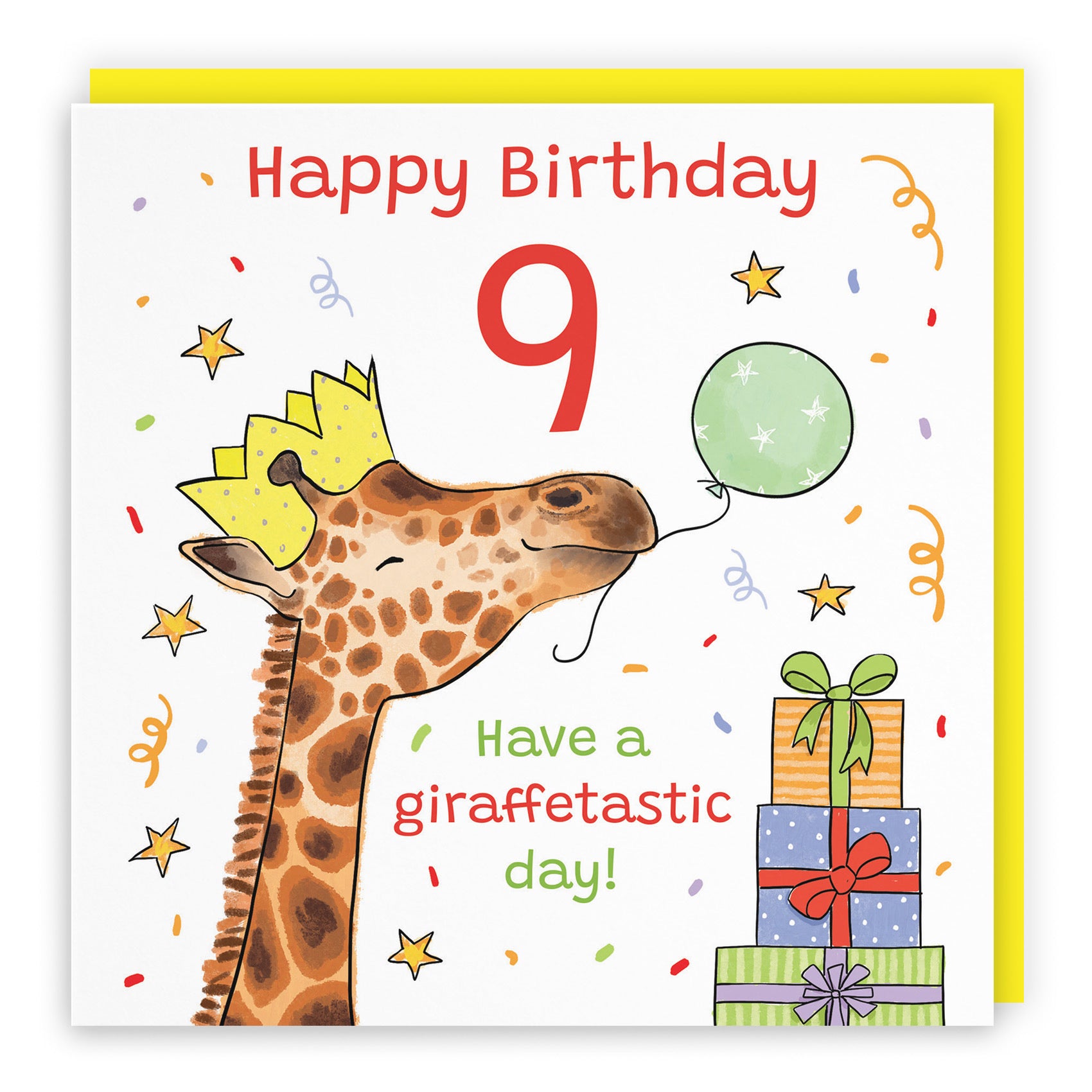 9th Birthday Card Happy Giraffe Animal Party - Default Title (RM01481)