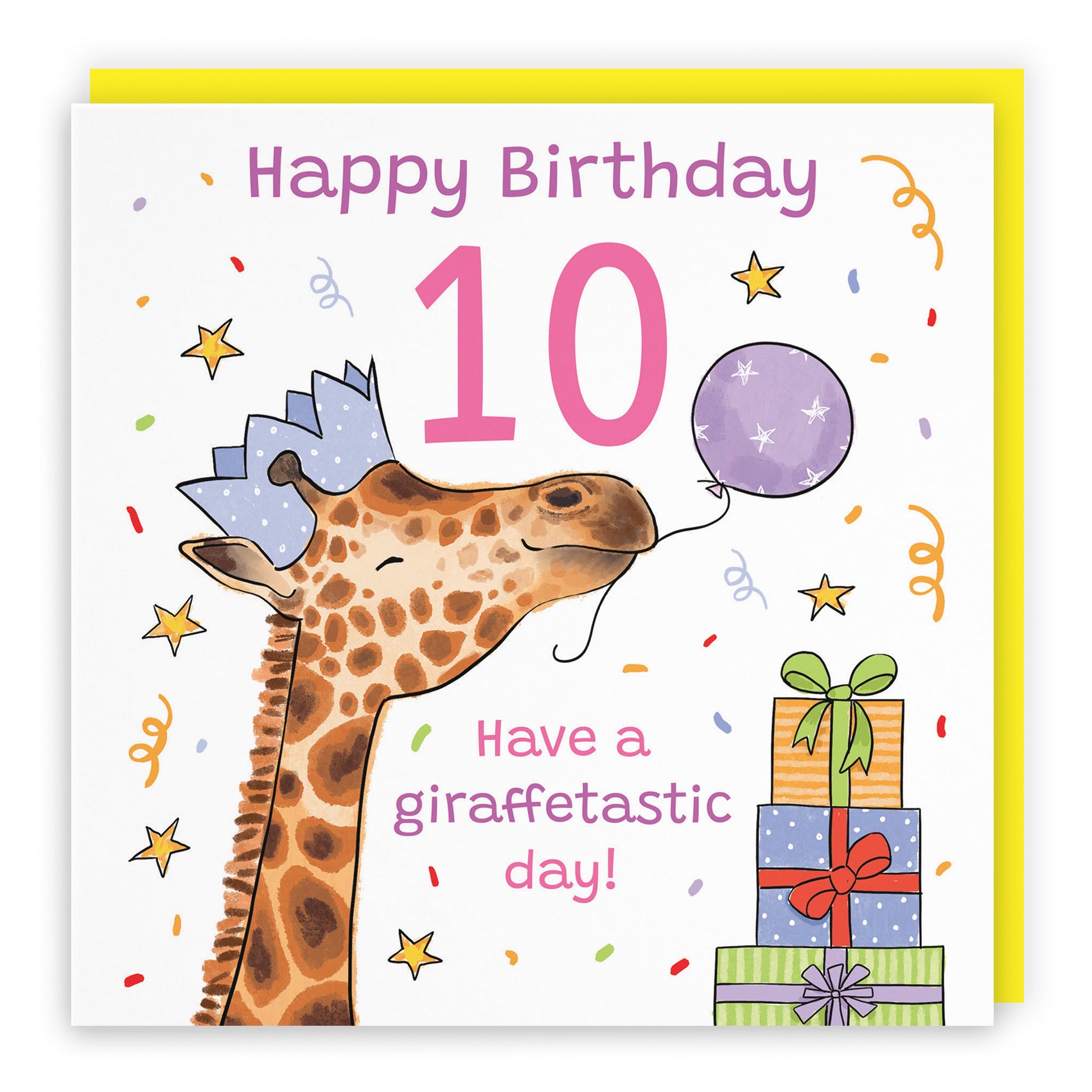 Girls 10th Birthday Card Happy Giraffe Animal Party - Default Title (RM01483)