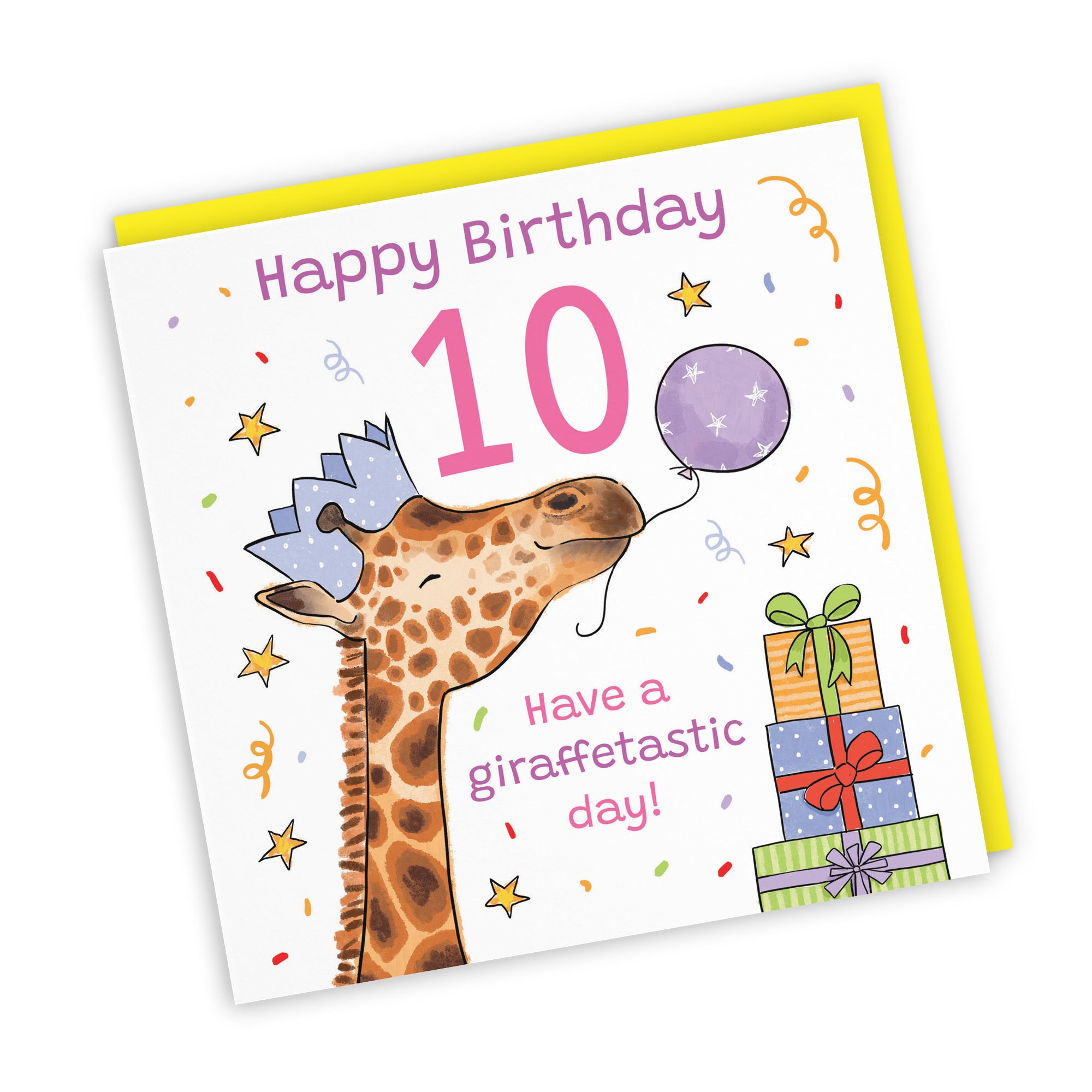 Girls 10th Birthday Card Happy Giraffe Animal Party - Default Title (RM01483)
