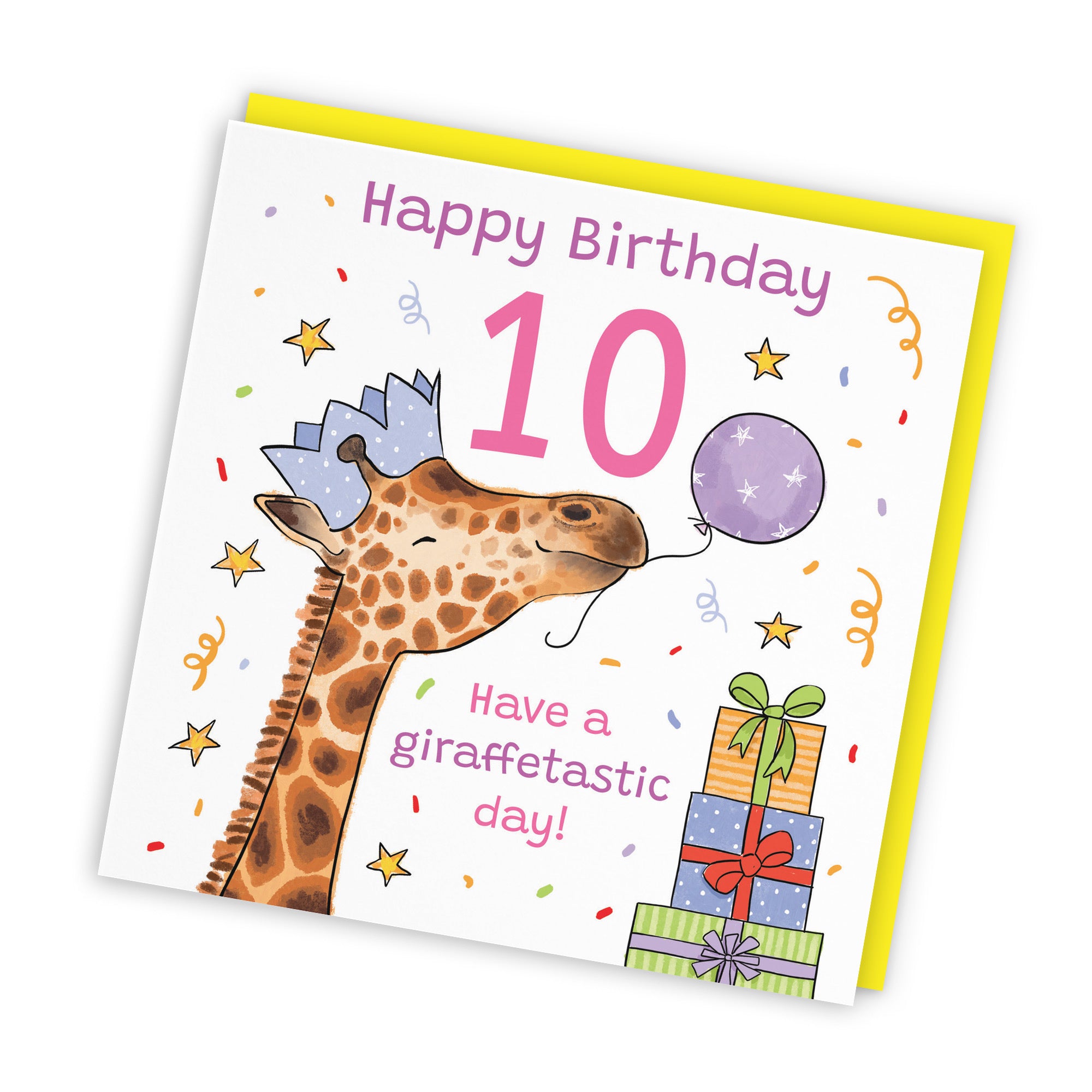 Girls 10th Birthday Card Happy Giraffe Animal Party - Default Title (RM01483)