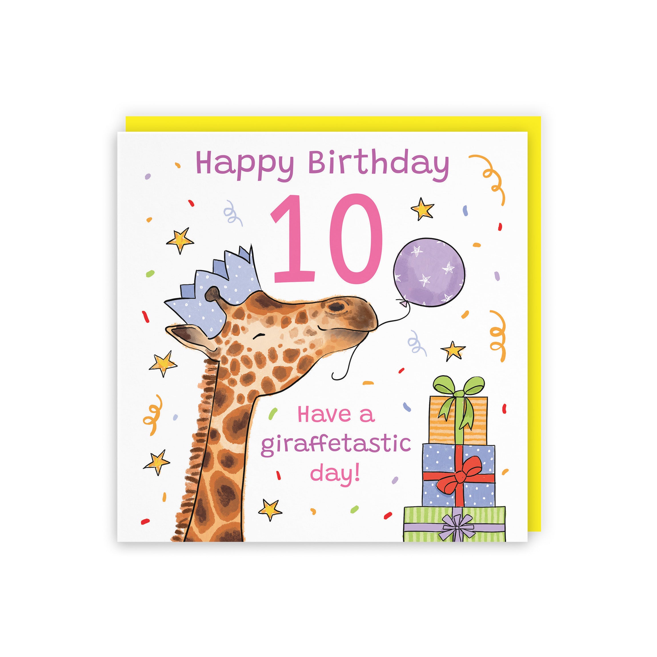 Girls 10th Birthday Card Happy Giraffe Animal Party - Default Title (RM01483)