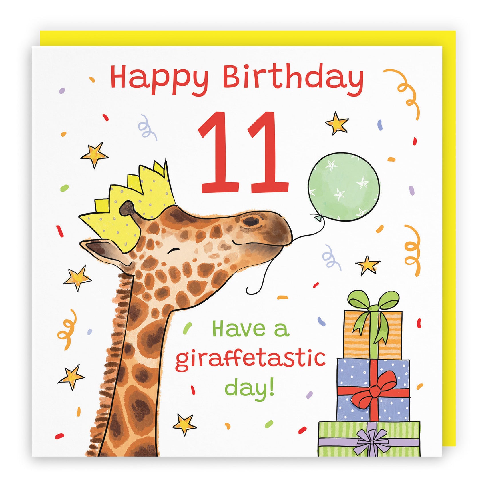 11th Birthday Card Happy Giraffe Animal Party - Default Title (RM01484)
