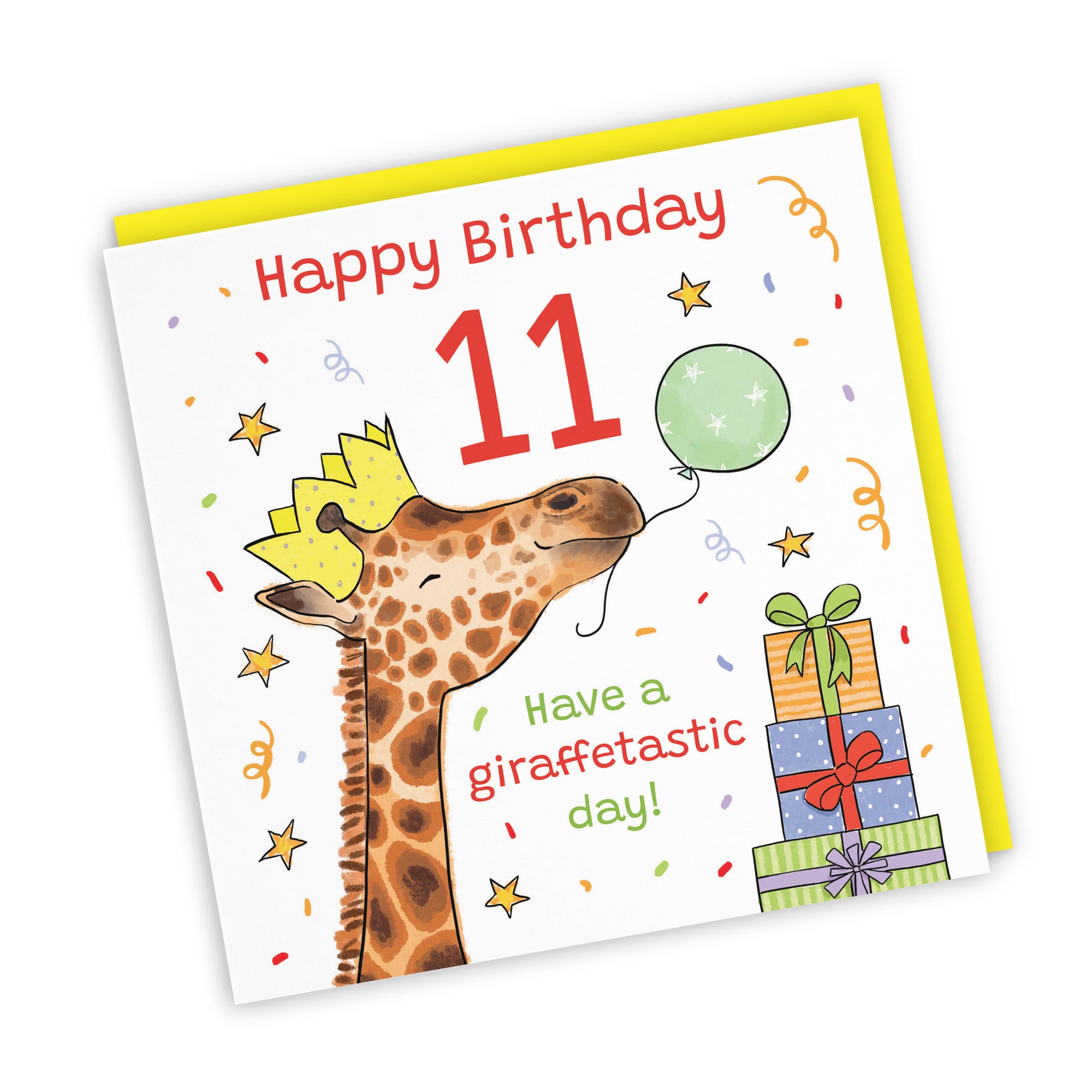 11th Birthday Card Happy Giraffe Animal Party - Default Title (RM01484)