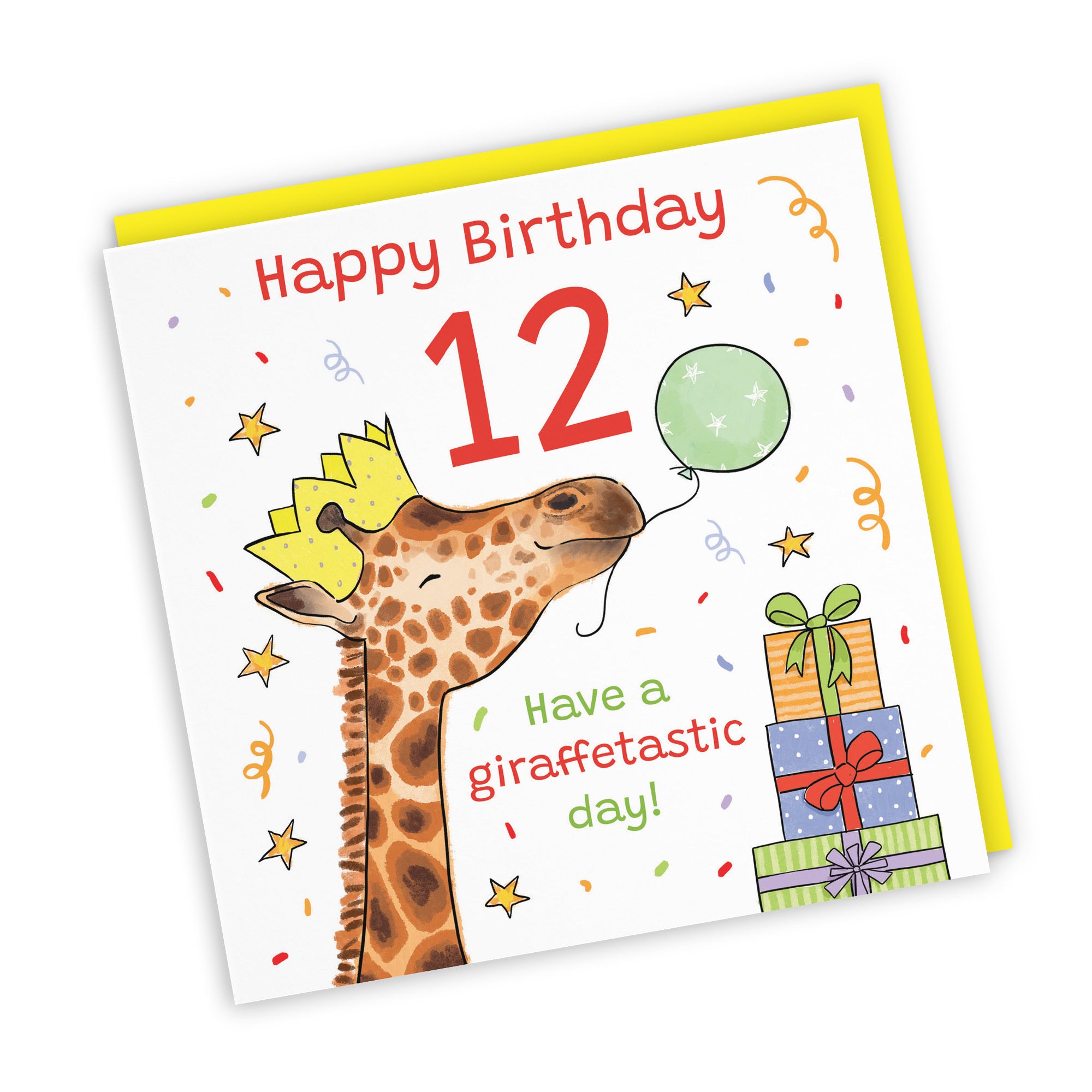 12th Birthday Card Happy Giraffe Animal Party - Default Title (RM01485)