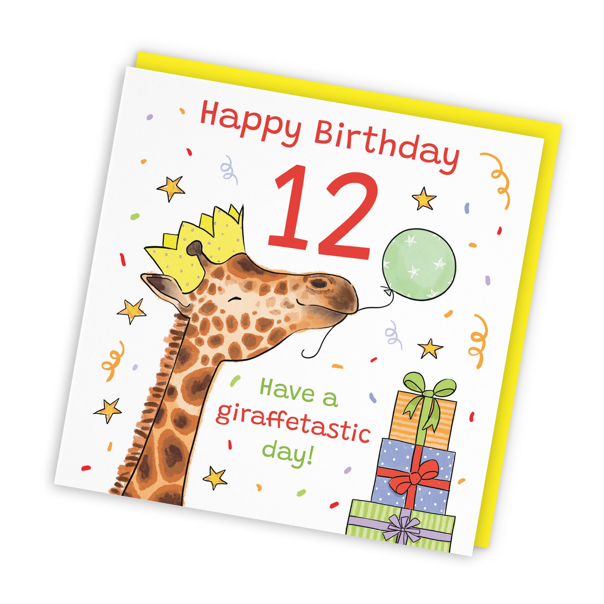 12th Birthday Card Happy Giraffe Animal Party - Default Title (RM01485)