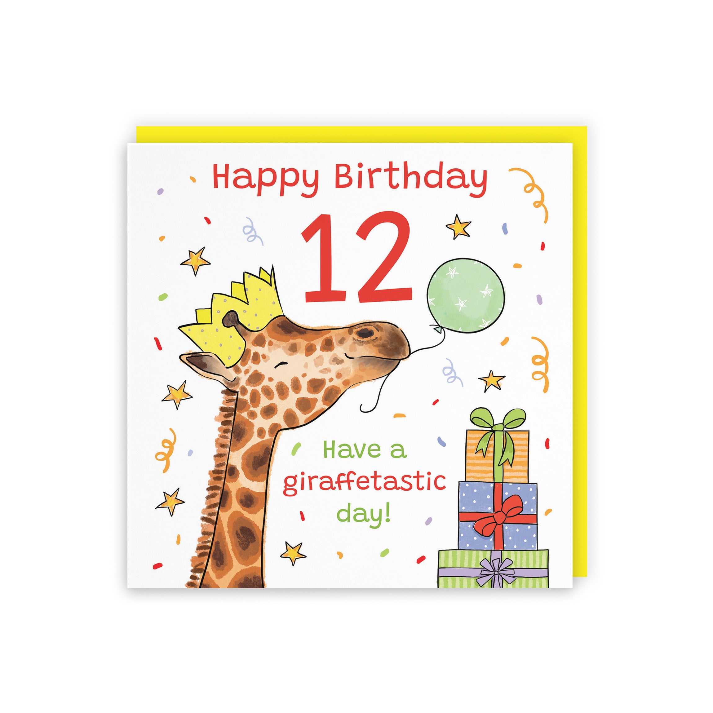 12th Birthday Card Happy Giraffe Animal Party - Default Title (RM01485)