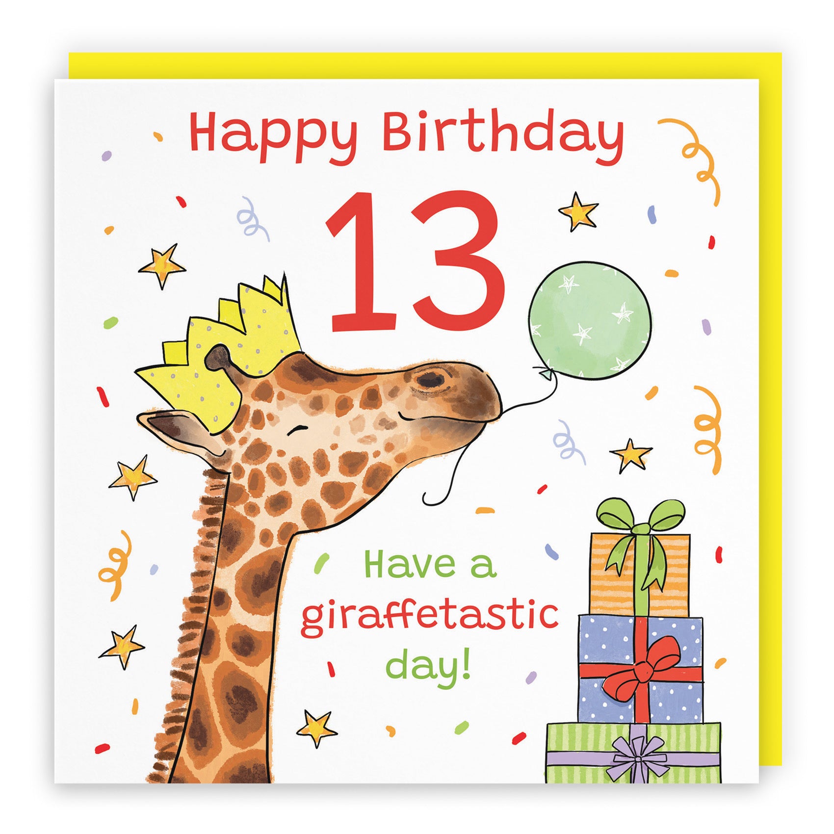 13th Birthday Card Happy Giraffe Animal Party - Default Title (RM01486)