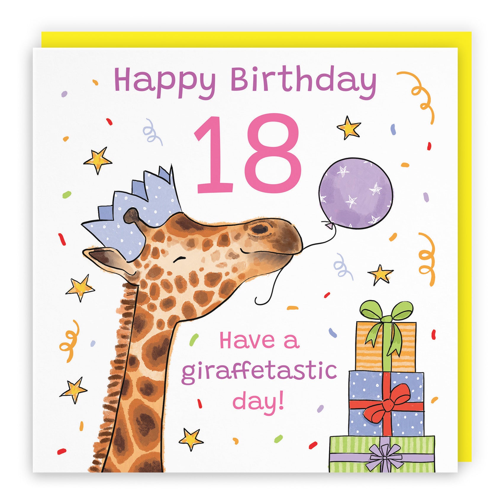 Women's 18th Birthday Card Happy Giraffe Animal Party - Default Title (RM01487)