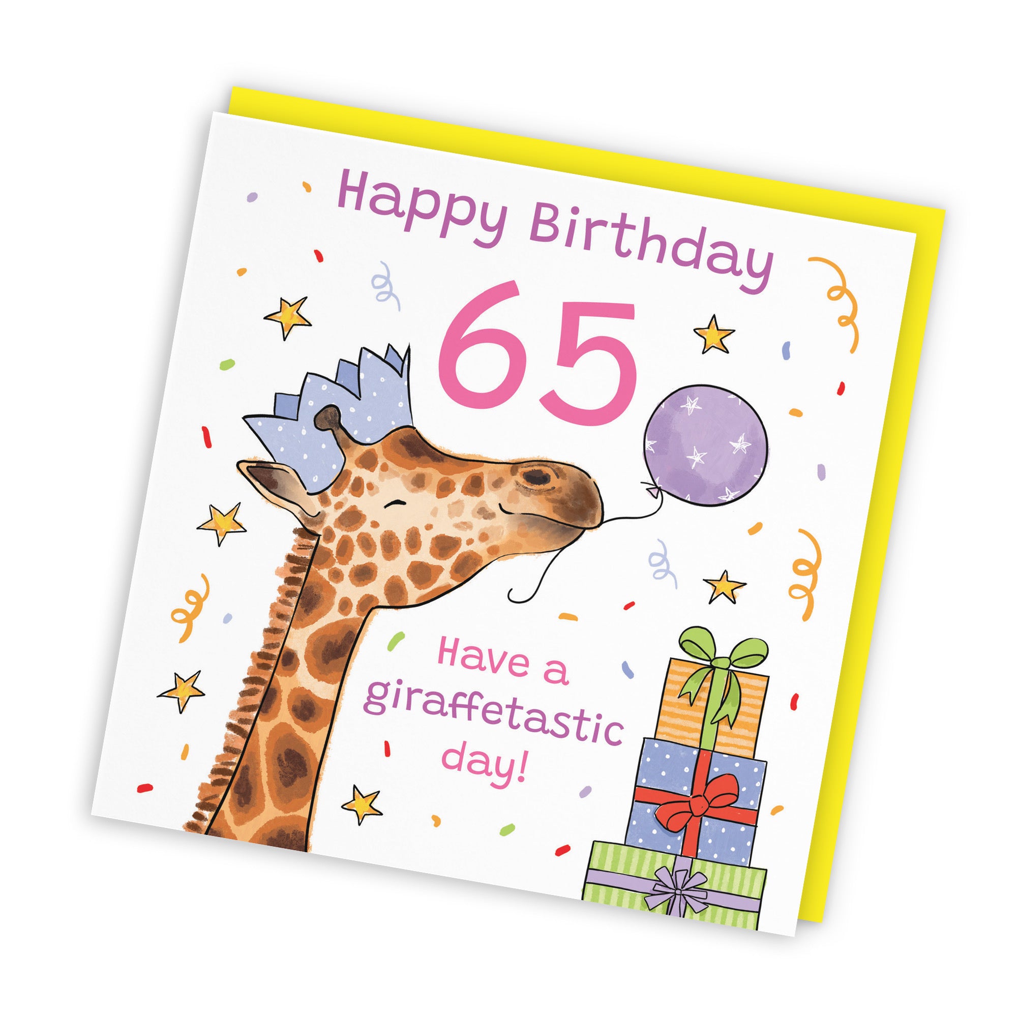 Women's 65th Birthday Card Happy Giraffe Animal Party - Default Title (RM01495)