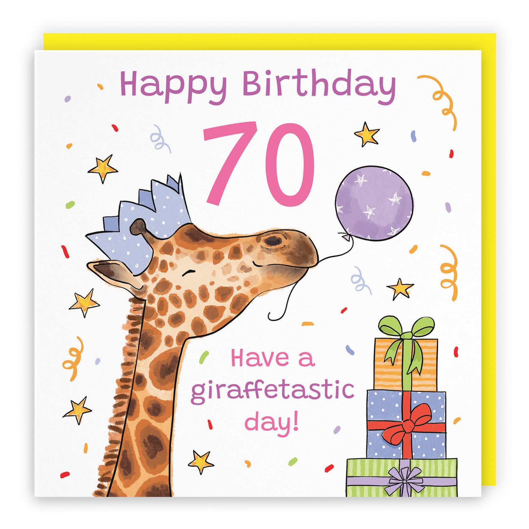Women's 70th Birthday Card Happy Giraffe Animal Party - Default Title (RM01496)