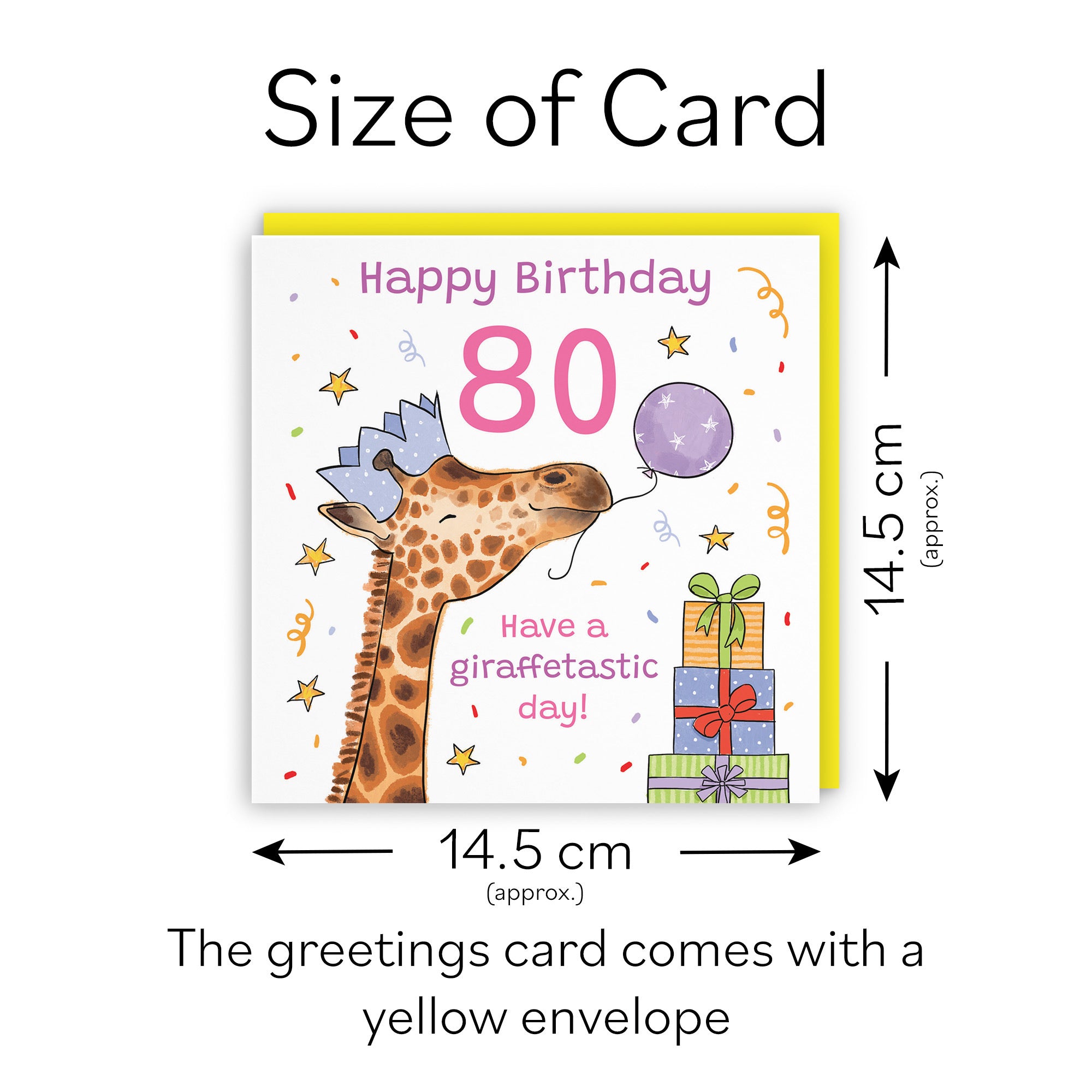 Women's 80th Birthday Card Happy Giraffe Animal Party - Default Title (RM01497)