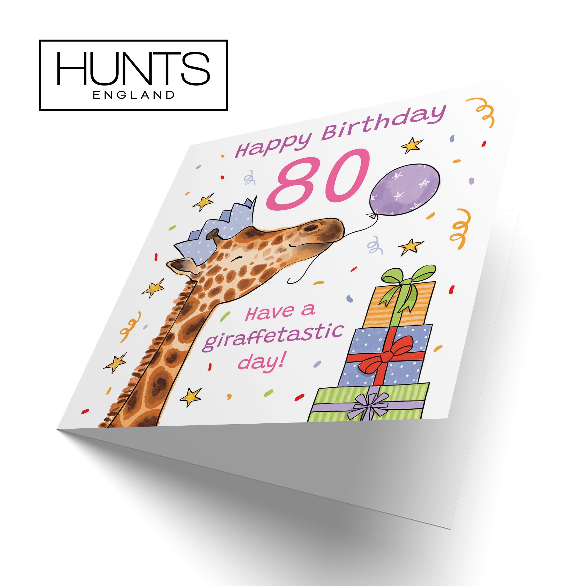 Women's 80th Birthday Card Happy Giraffe Animal Party - Default Title (RM01497)