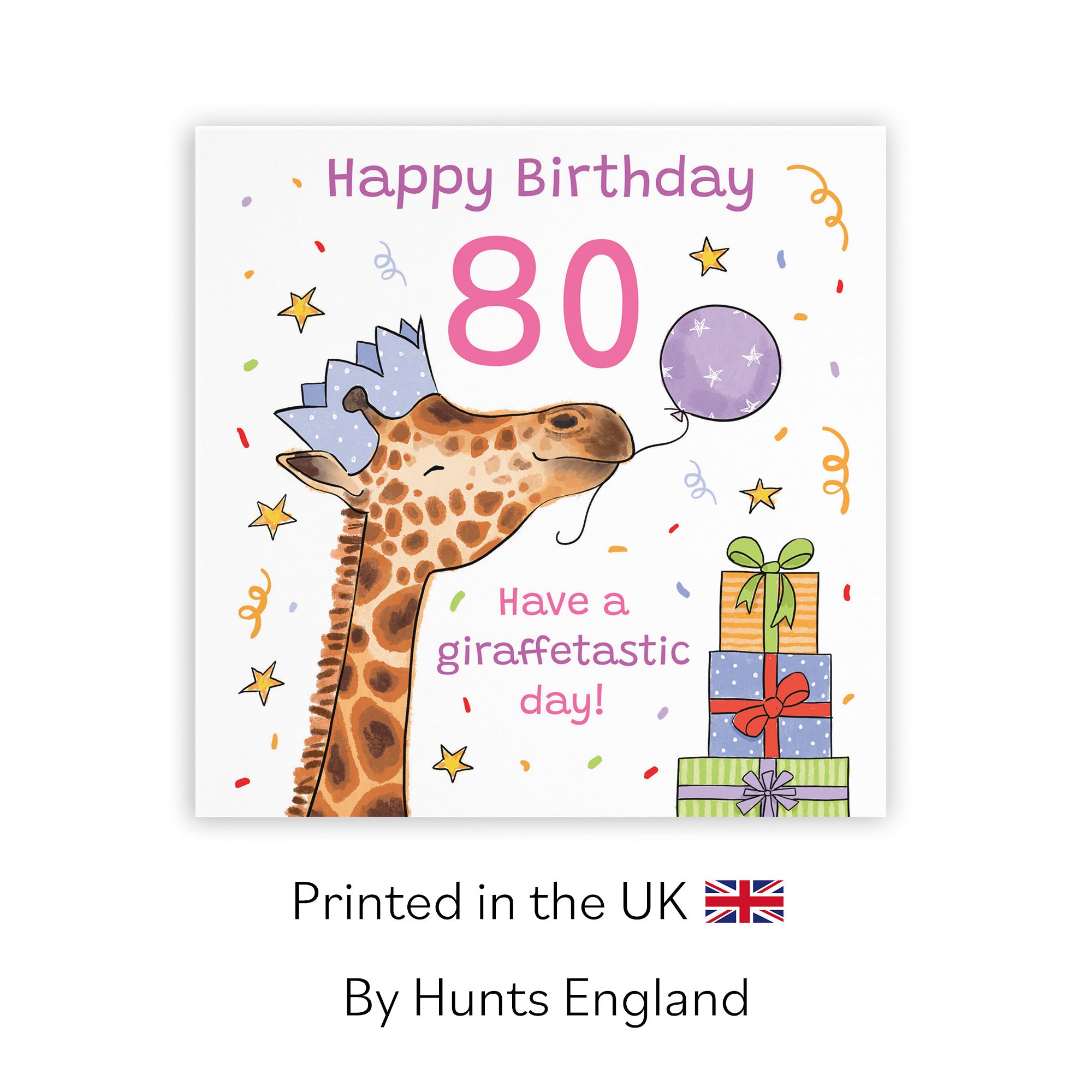 Women's 80th Birthday Card Happy Giraffe Animal Party - Default Title (RM01497)