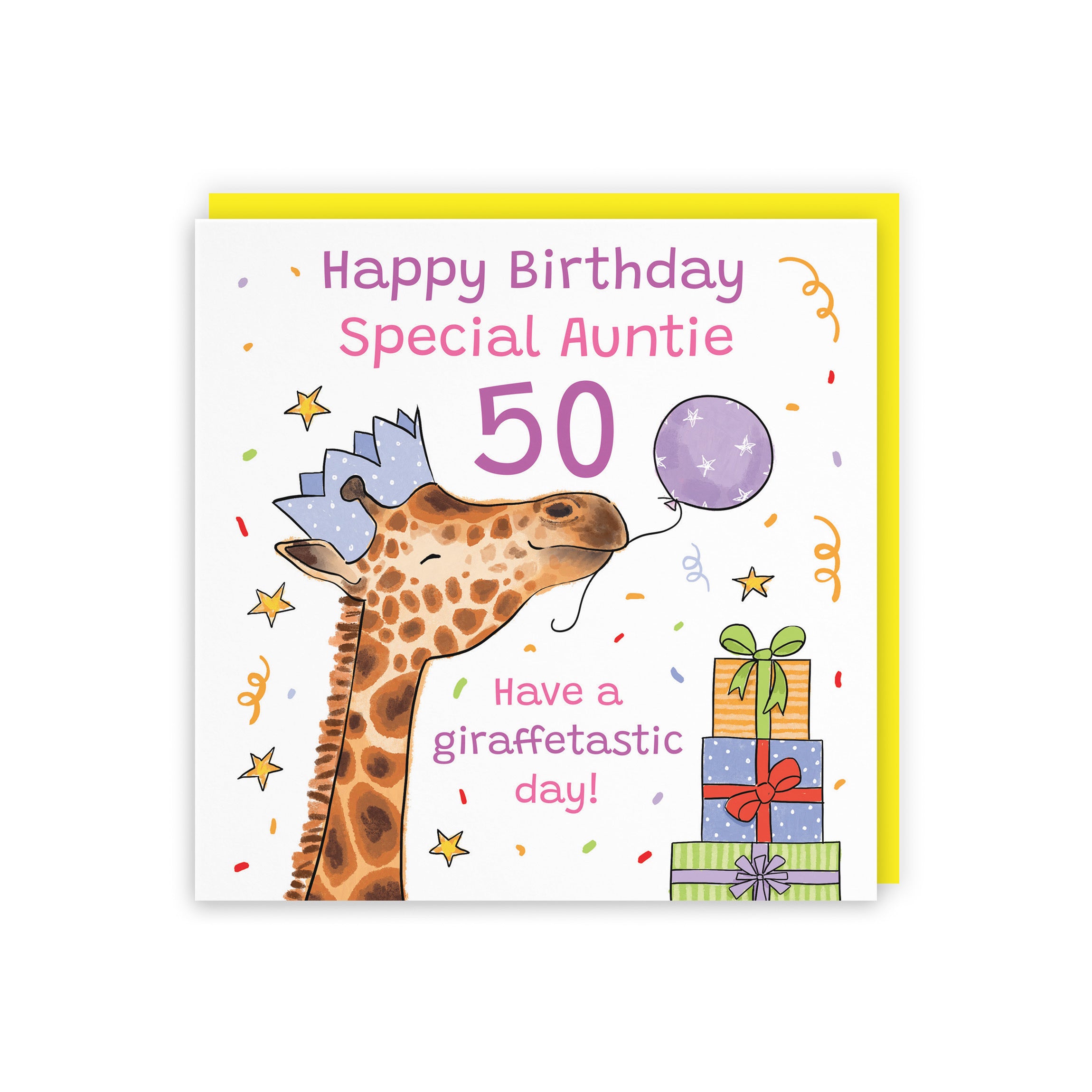 50th Auntie Birthday Card Happy Giraffe Animal Party - Default Title (RM01503)