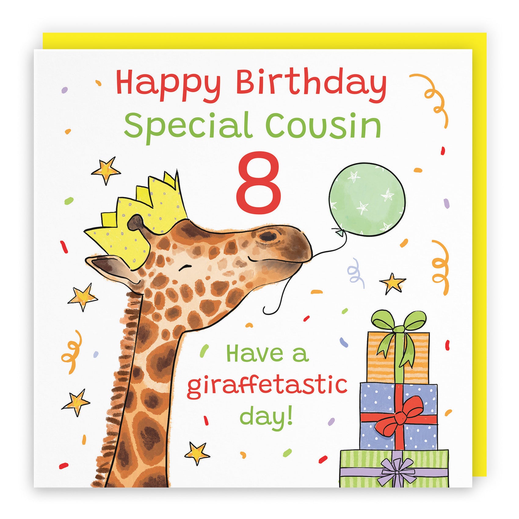 8th Cousin Birthday Card Happy Giraffe Animal Party - Default Title (RM01521)