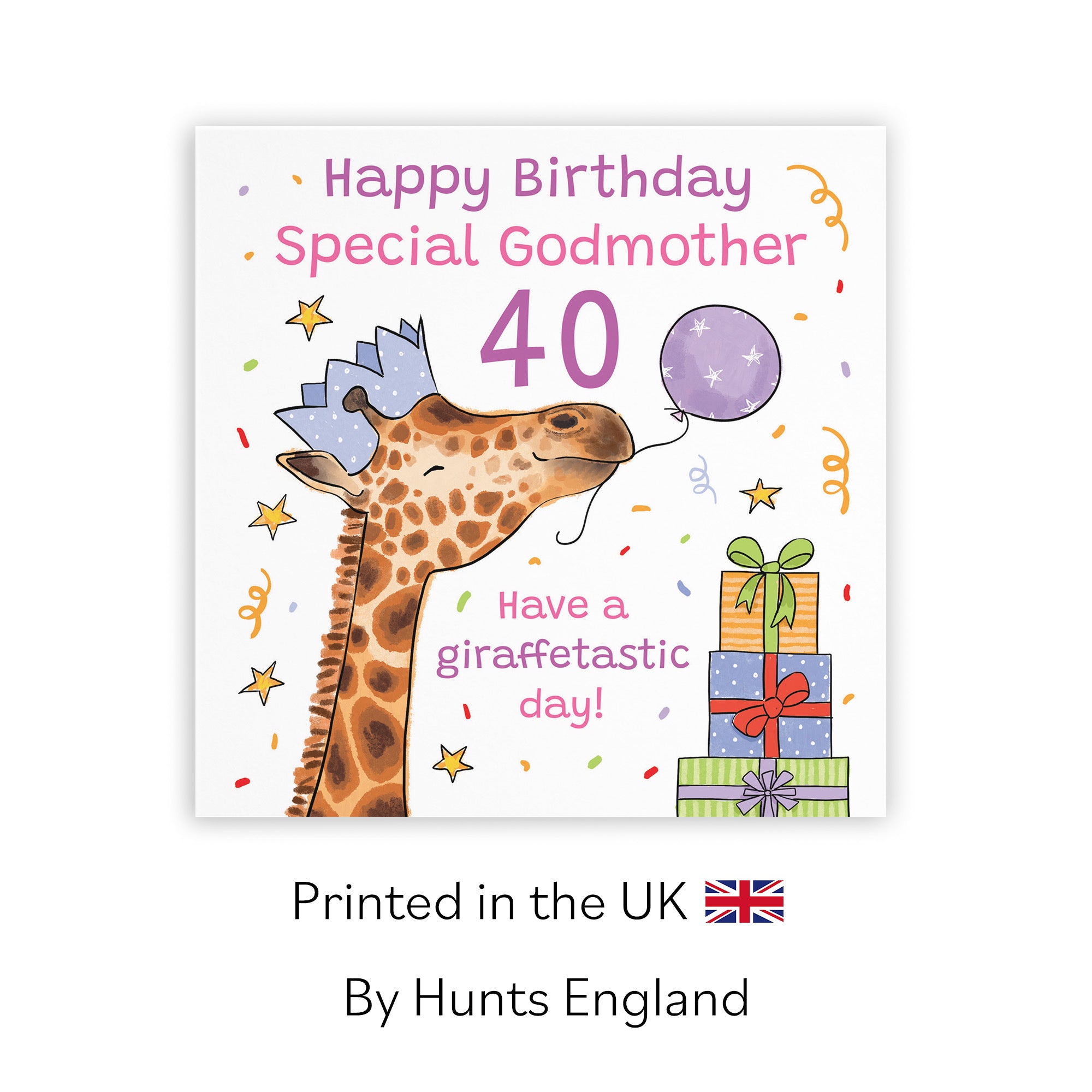 40th Godmother Birthday Card Happy Giraffe Animal Party - Default Title (RM01557)