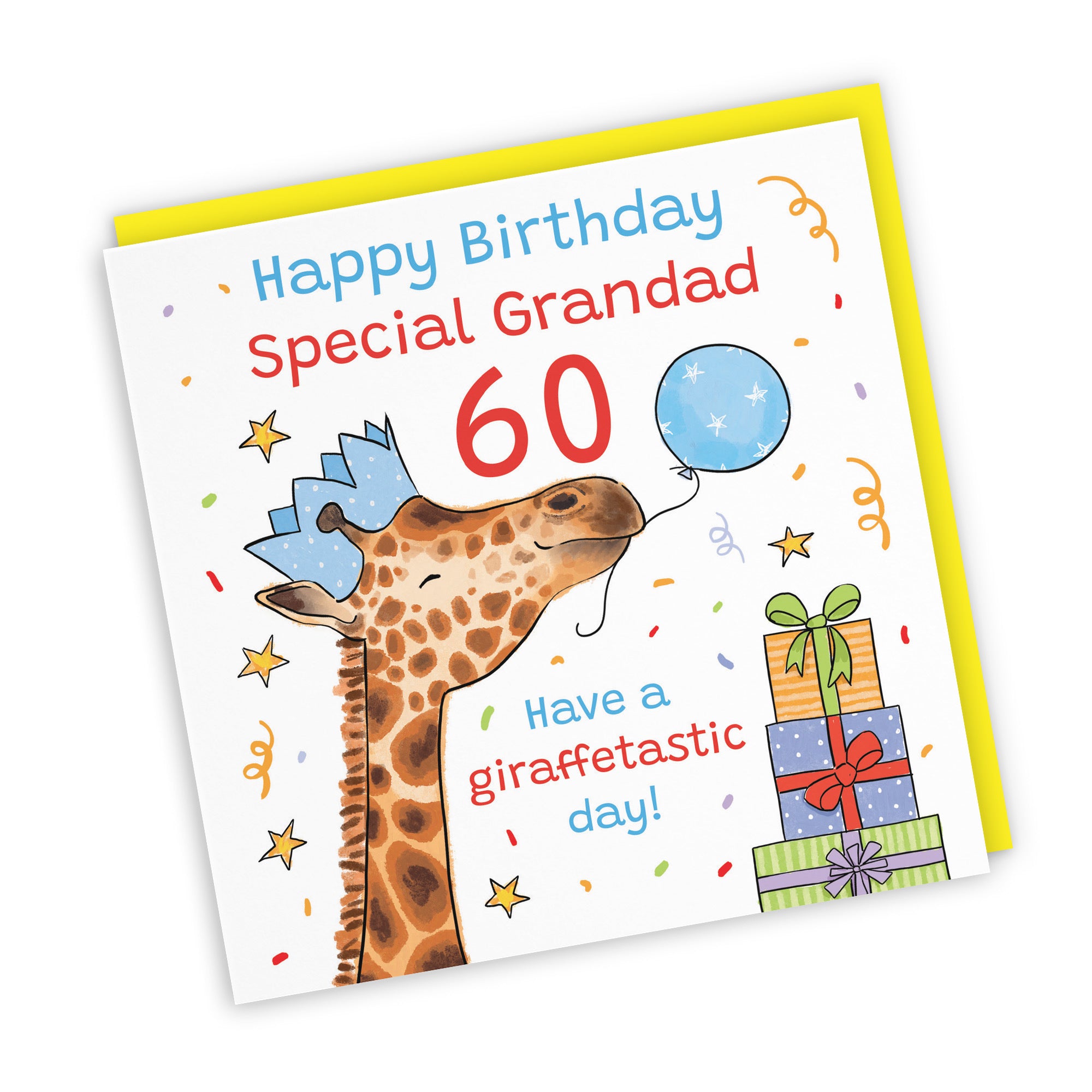 60th Grandad Birthday Card Happy Giraffe Animal Party - Default Title (RM01571)