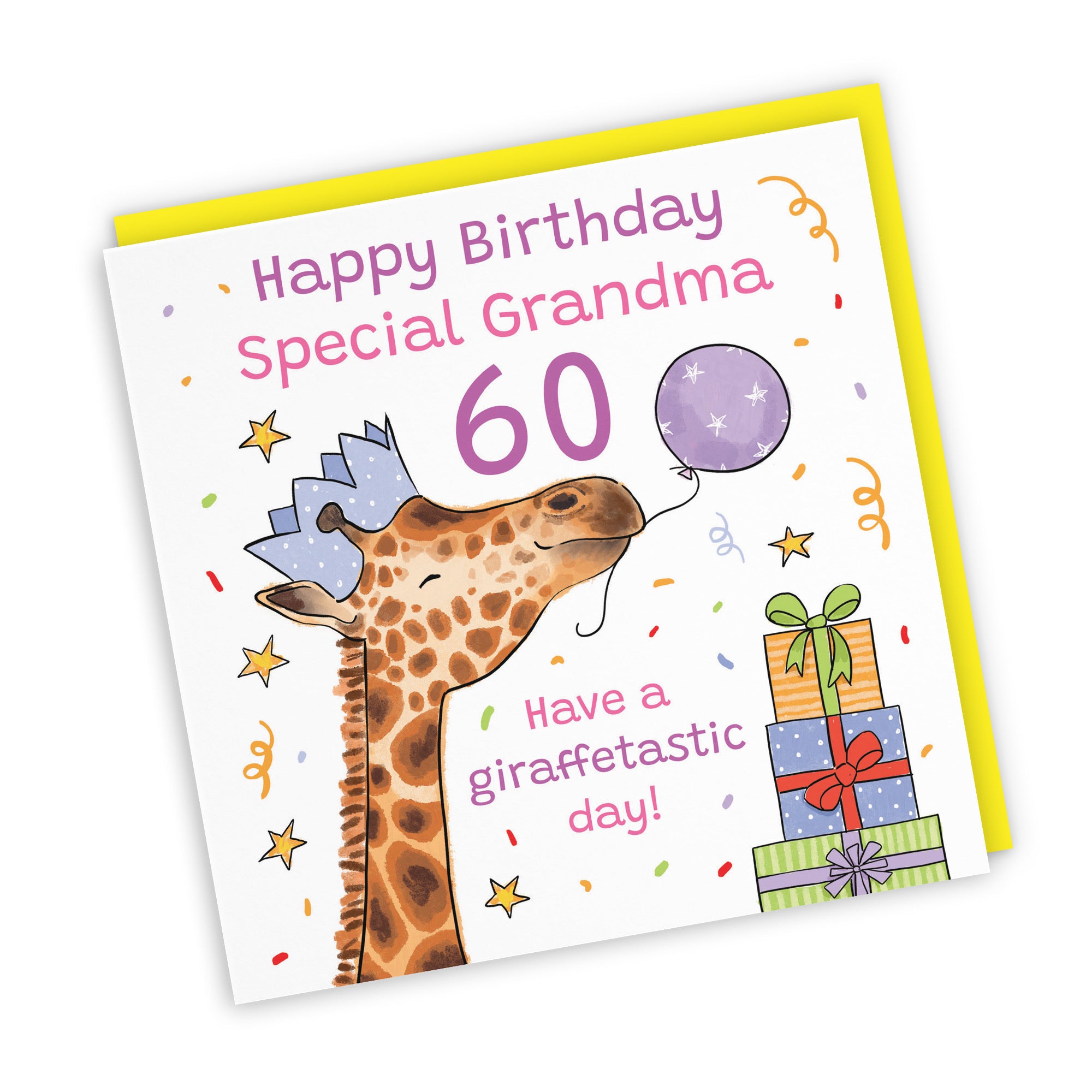 60th Grandma Birthday Card Happy Giraffe Animal Party - Default Title (RM01584)
