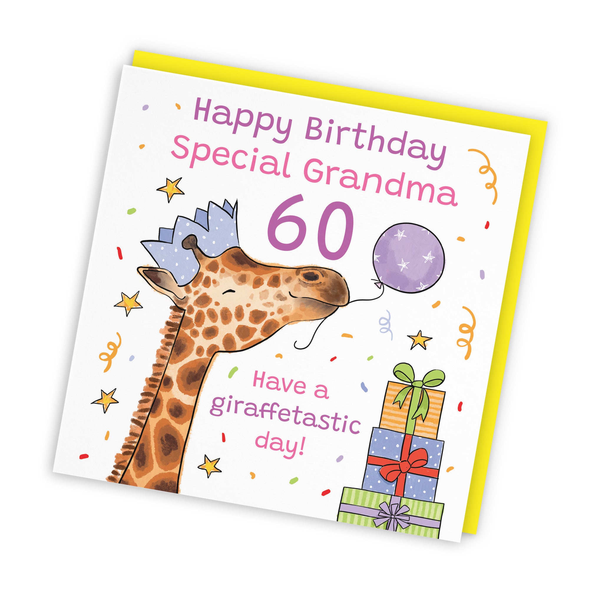 60th Grandma Birthday Card Happy Giraffe Animal Party - Default Title (RM01584)