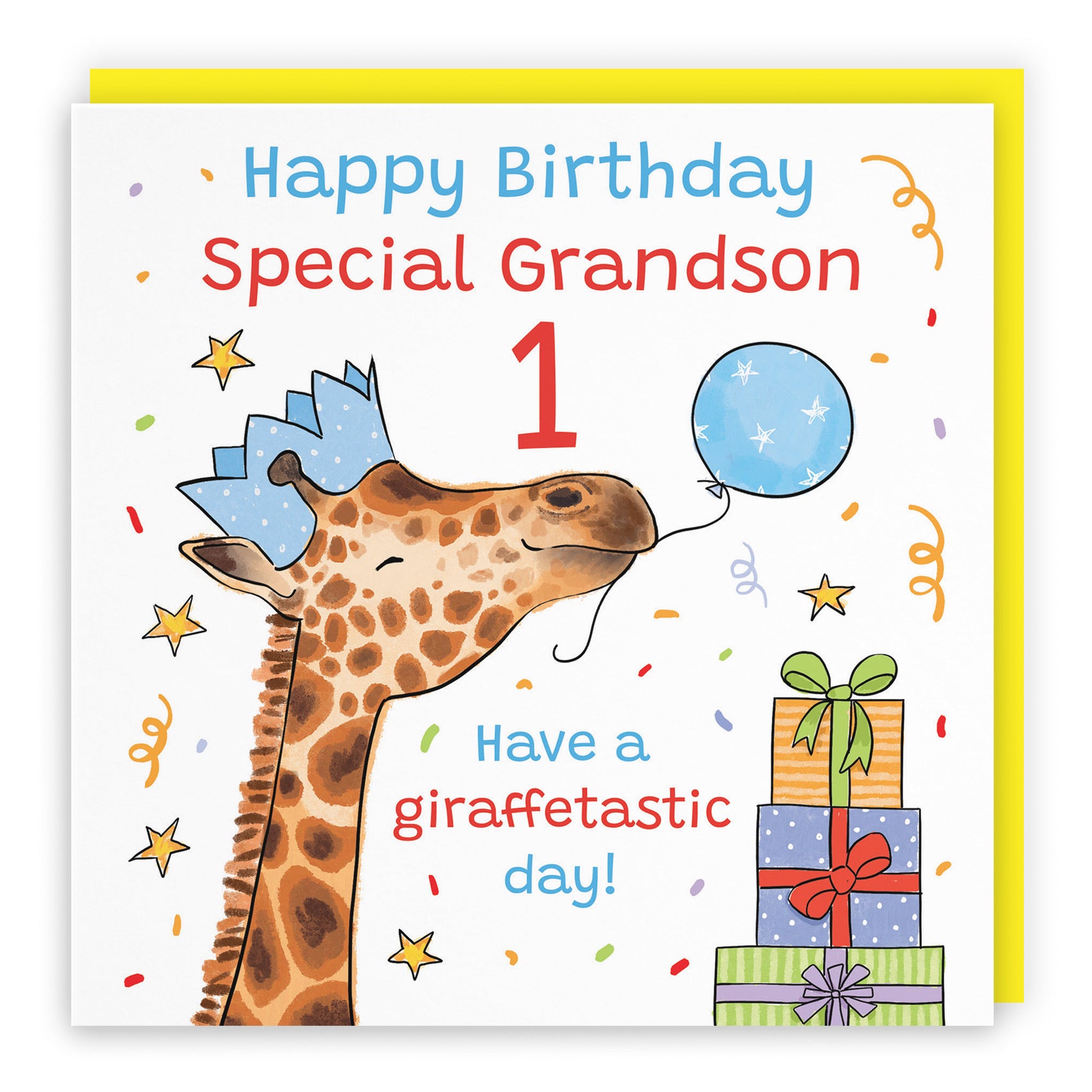 1st Grandson Birthday Card Happy Giraffe Animal Party - Default Title (RM01587)