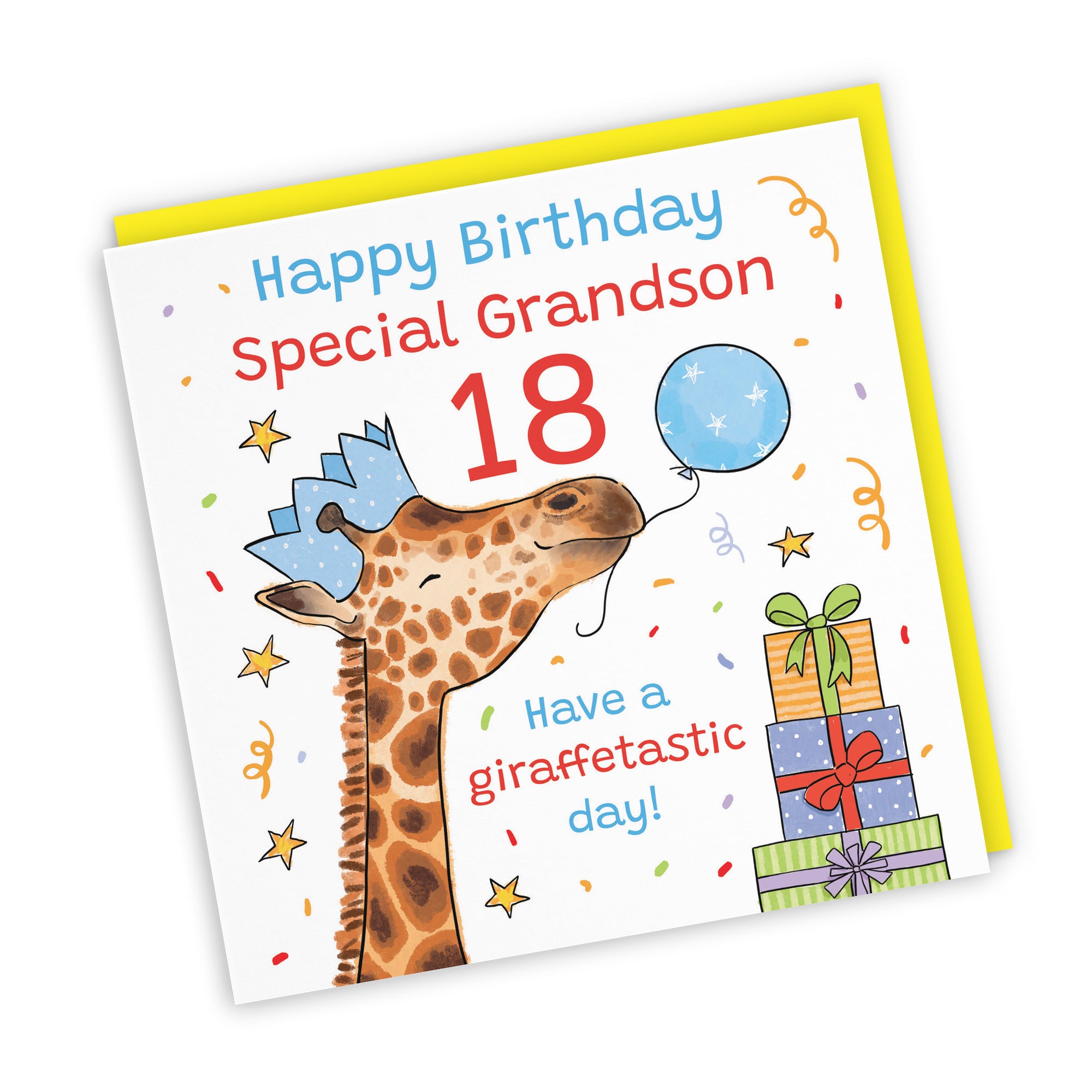 18th Grandson Birthday Card Happy Giraffe Animal Party - Default Title (RM01597)