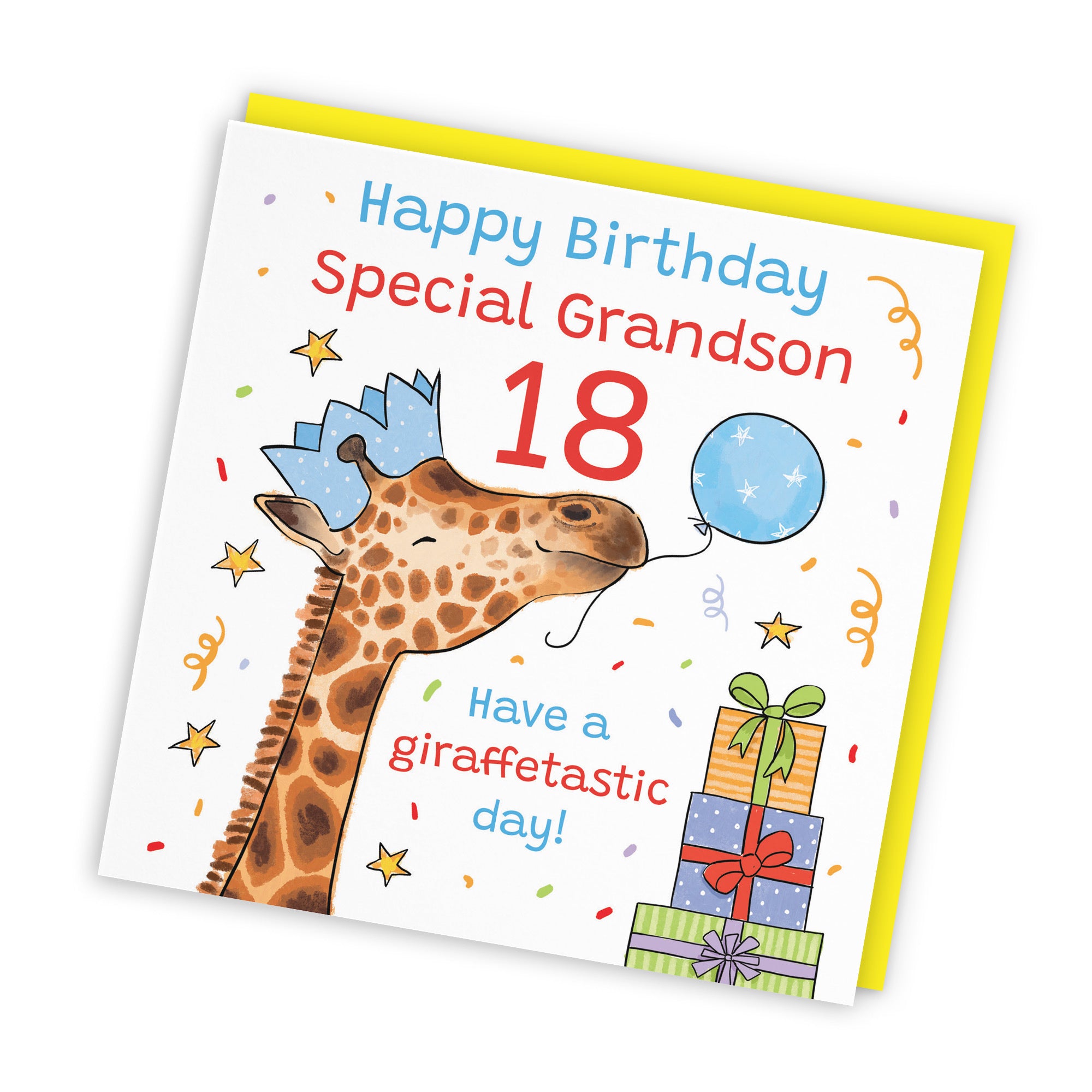 18th Grandson Birthday Card Happy Giraffe Animal Party - Default Title (RM01597)