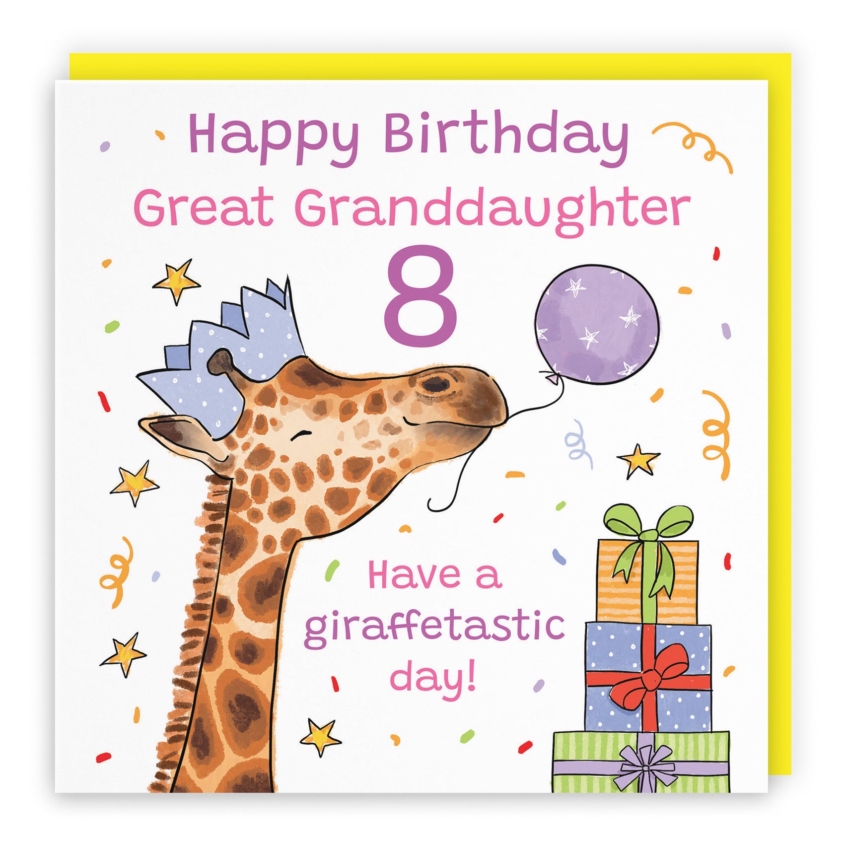 8th Great Granddaughter Birthday Card Happy Giraffe Animal Party - Default Title (RM01608)