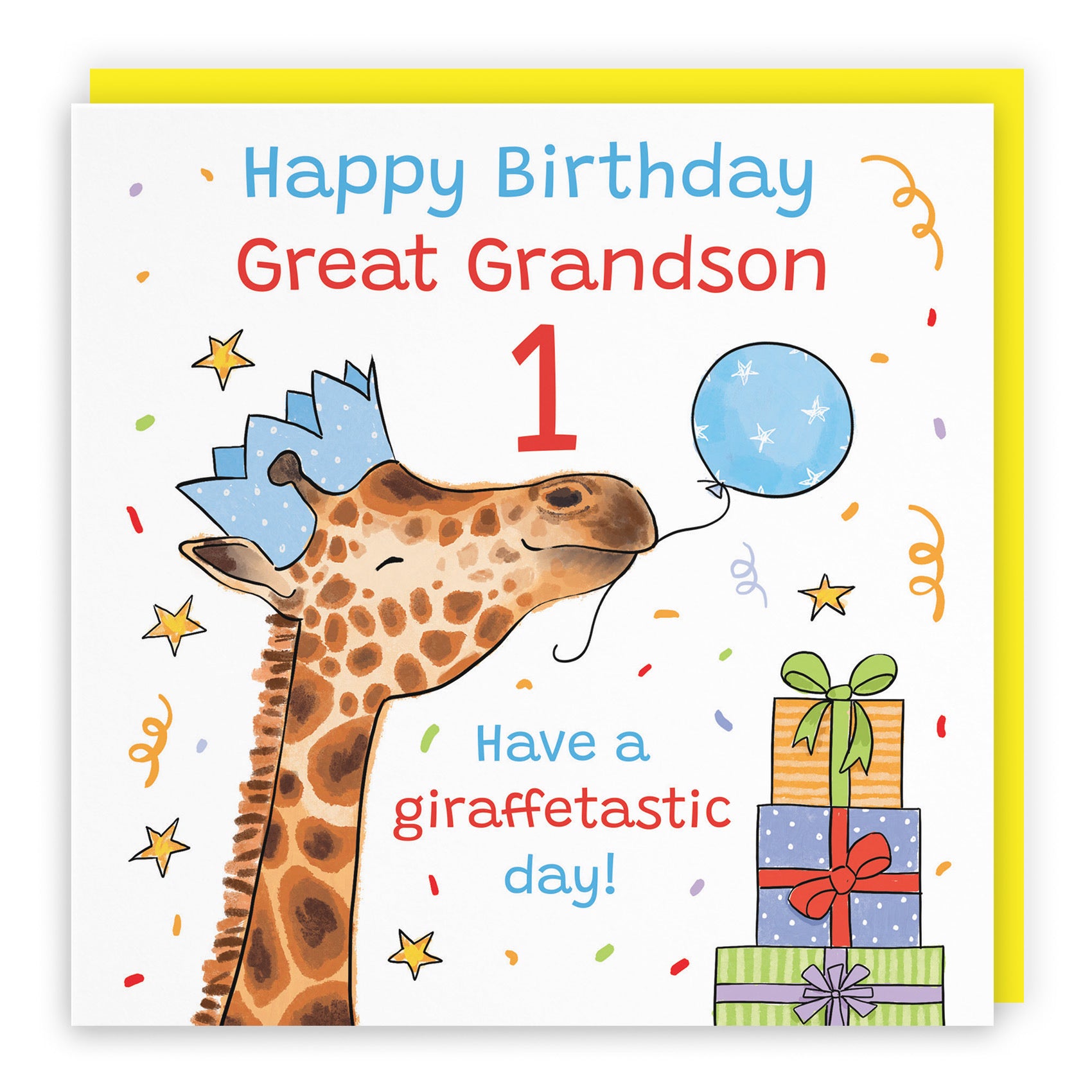 1st Great Grandson Birthday Card Happy Giraffe Animal Party - Default Title (RM01611)