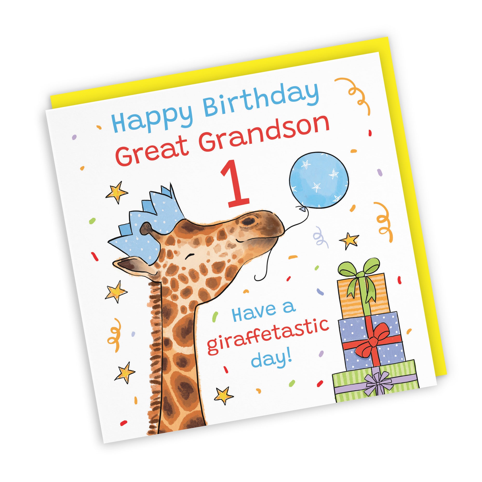 1st Great Grandson Birthday Card Happy Giraffe Animal Party - Default Title (RM01611)