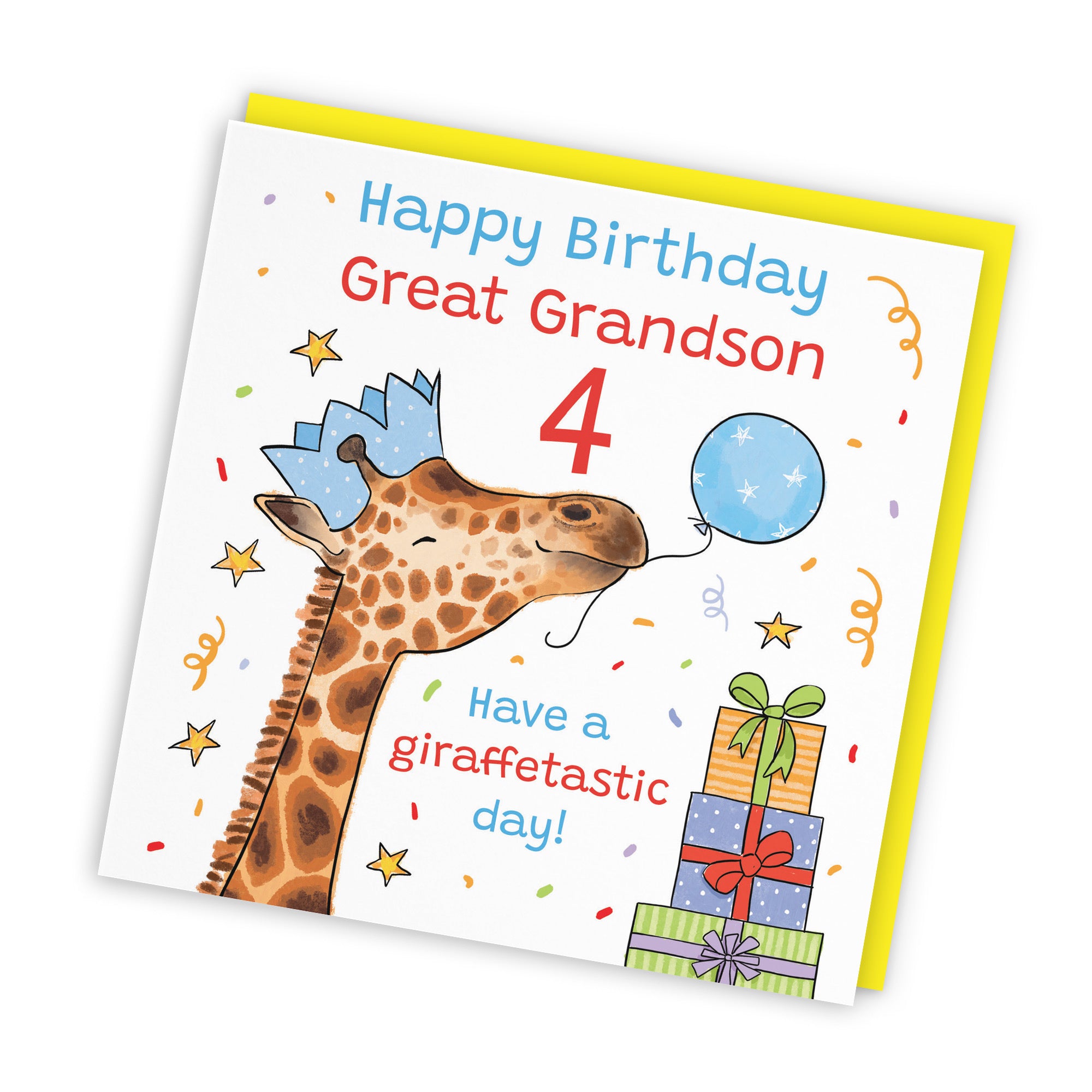 4th Great Grandson Birthday Card Happy Giraffe Animal Party - Default Title (RM01614)