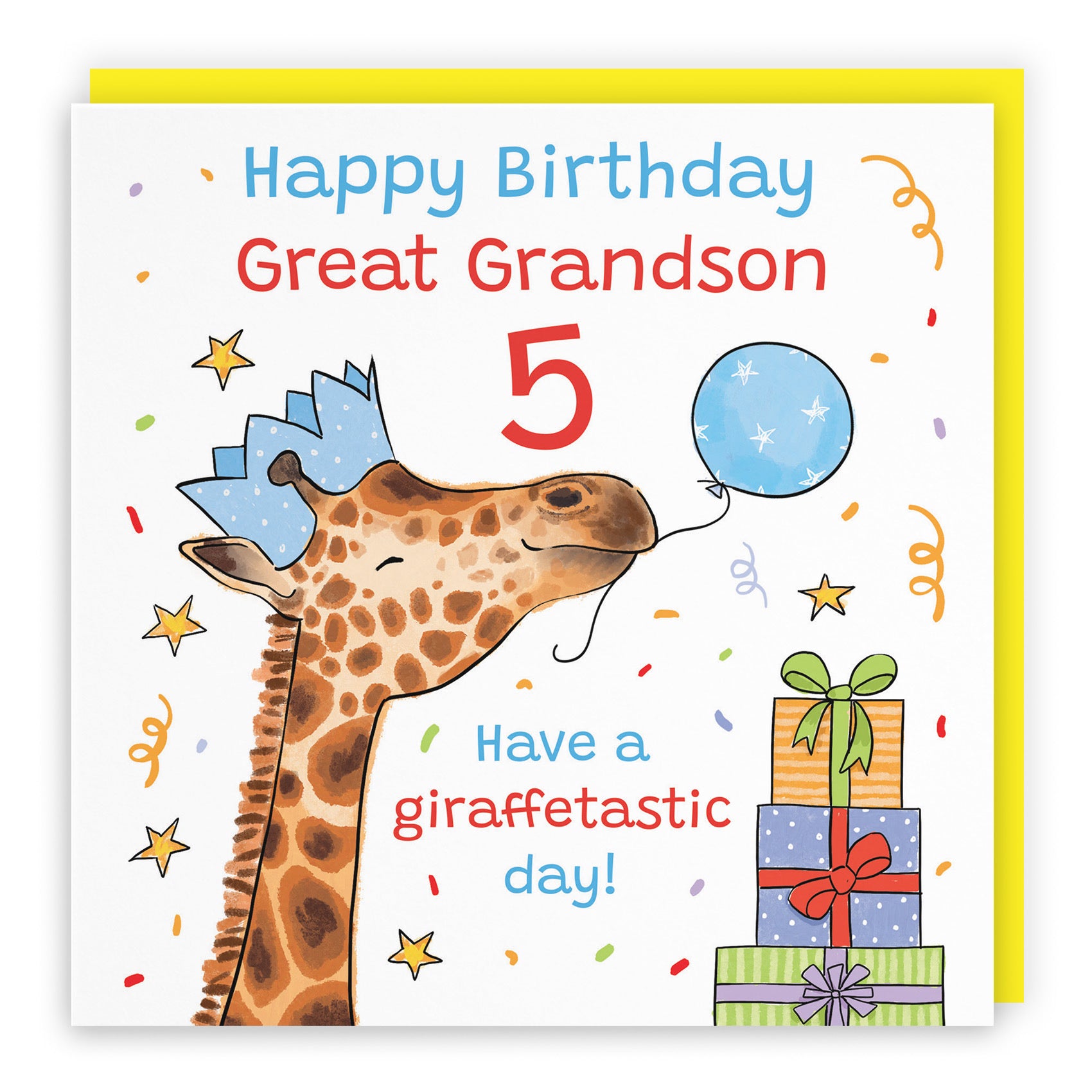 5th Great Grandson Birthday Card Happy Giraffe Animal Party - Default Title (RM01615)